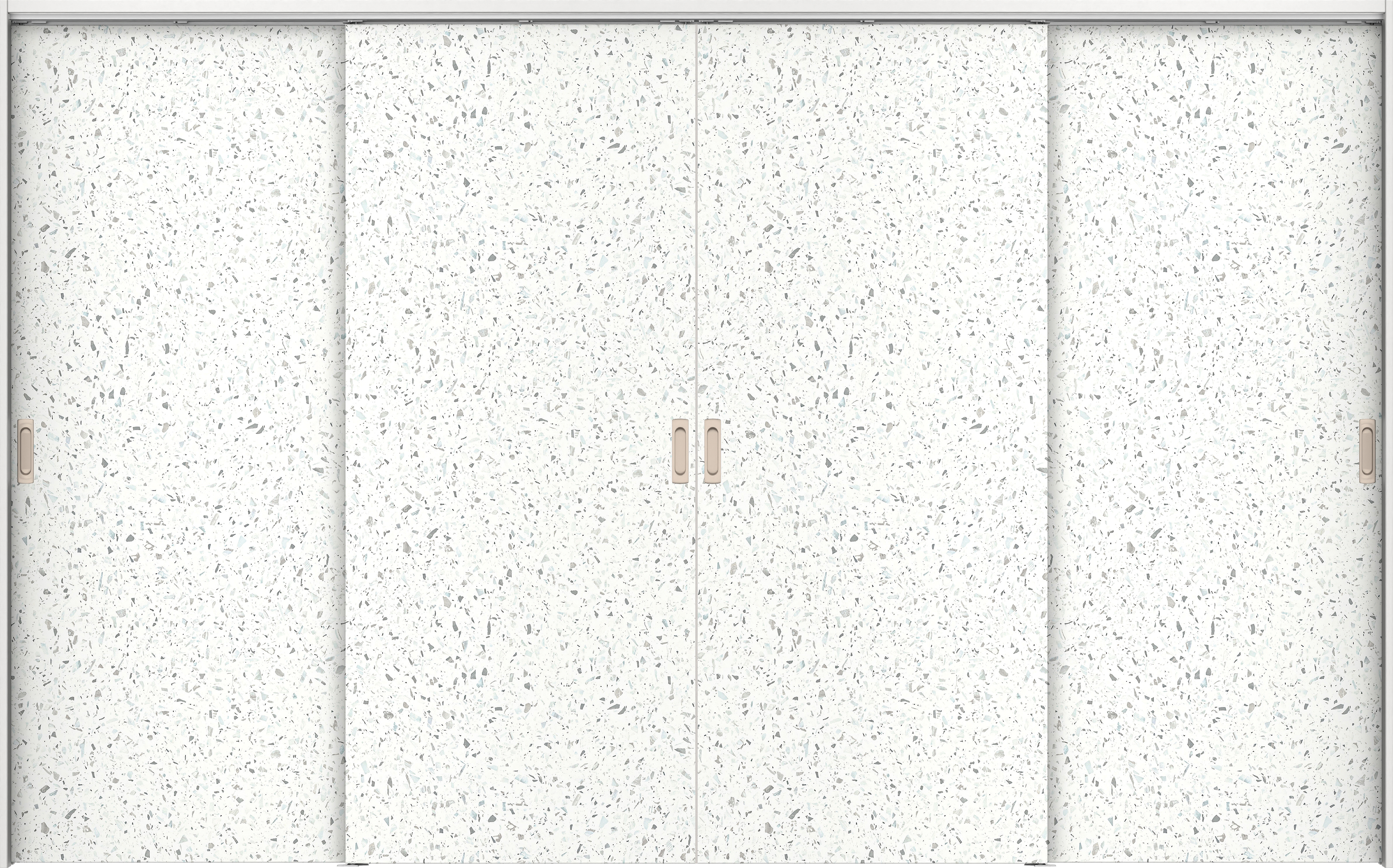 リビングドア　イエリア　吊戸・４枚引違　扉セット　００デザイン　３２６６幅用　２０００高　〈テラゾホワイト柄〉　左右兼用　錠なし　ラクラクローズ付用