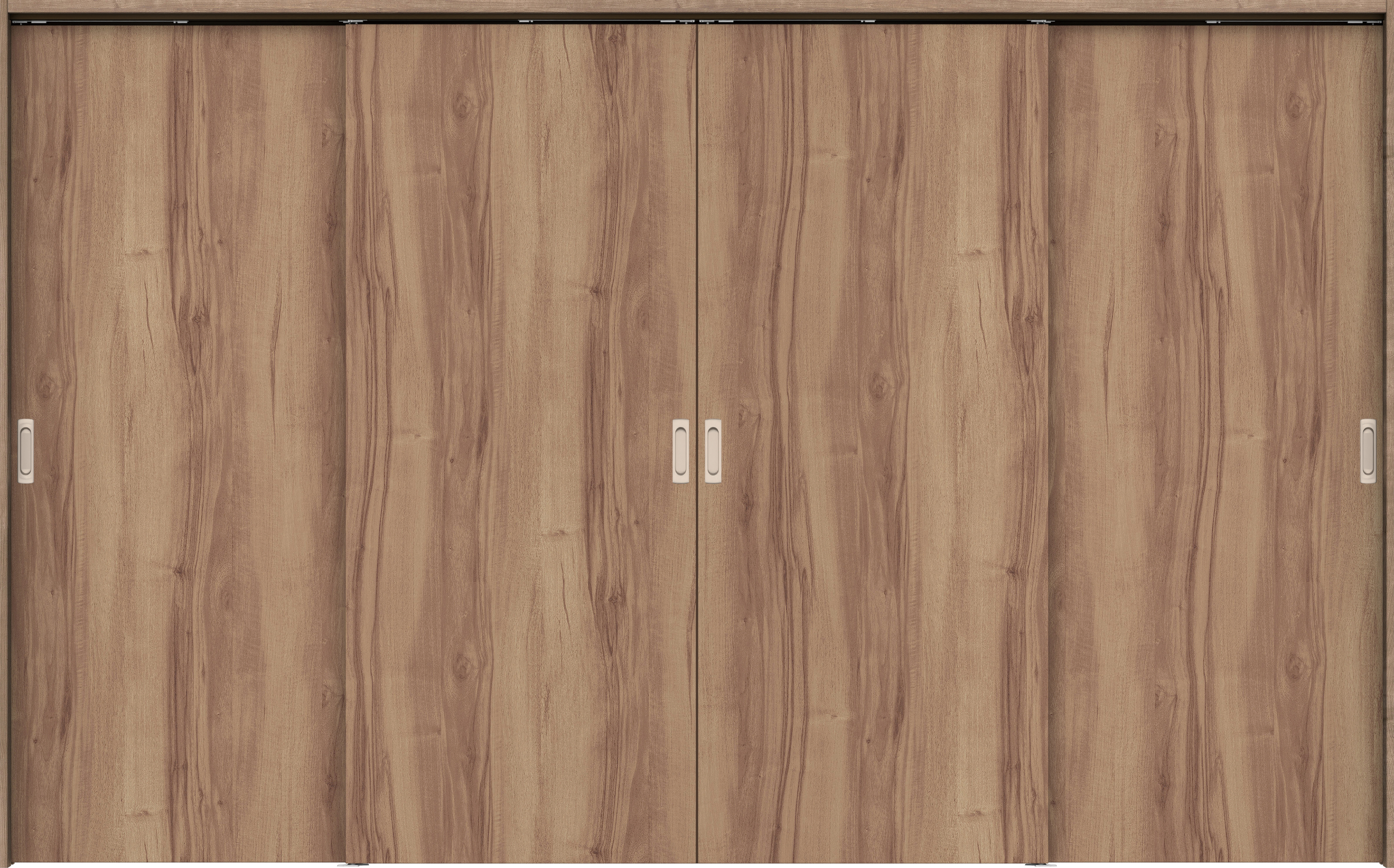 リビングドア　イエリア　吊戸・４枚引違　扉セット　００デザイン　３２６６幅用　２０００高　〈バームブラウン柄〉　左右兼用　錠なし　ラクラクローズ付用