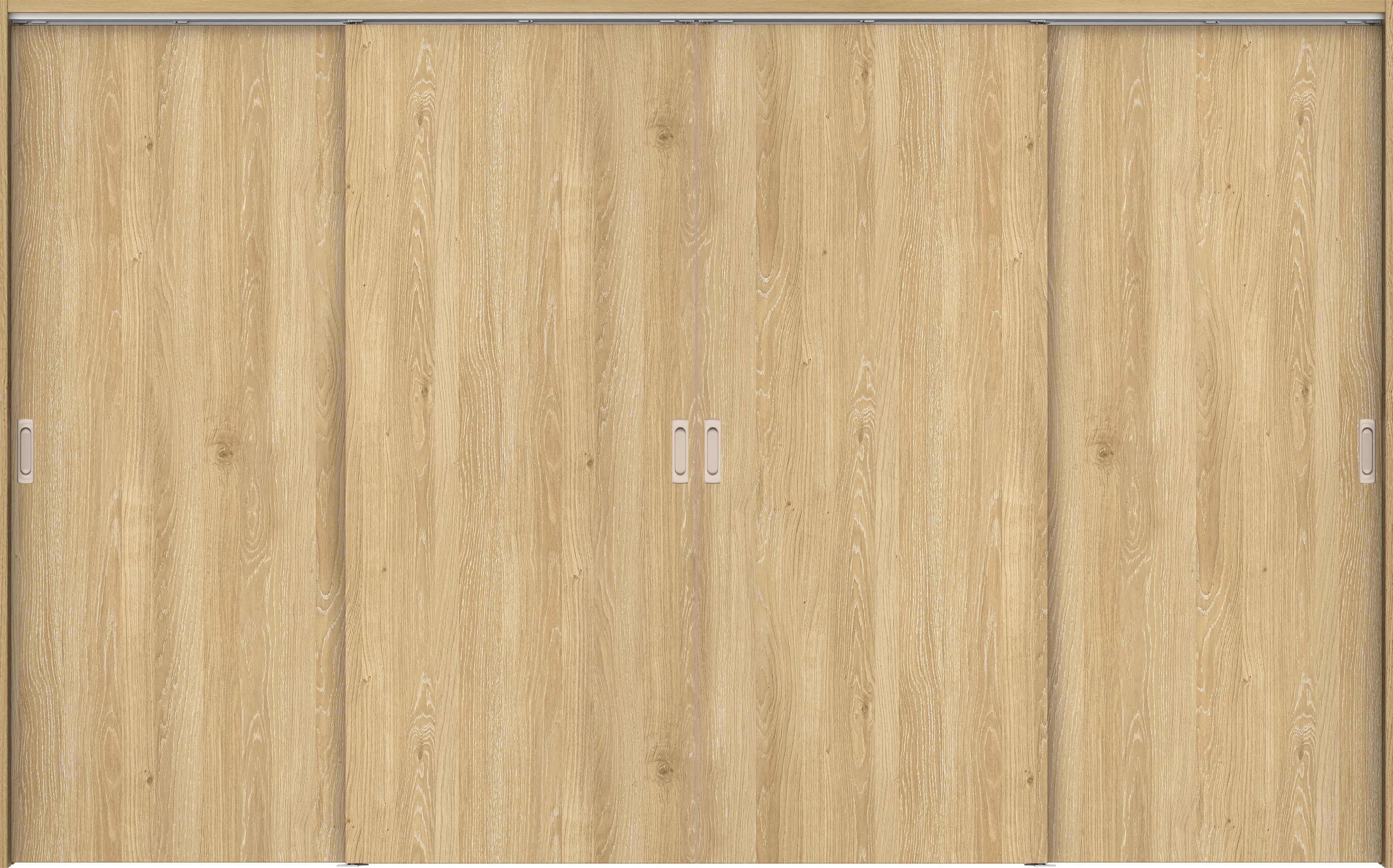 リビングドア　イエリア　吊戸・４枚引違　扉セット　００デザイン　３２６６幅用　２０００高　〈ミルキーオーカー柄〉　左右兼用　錠なし　ラクラクローズ付用