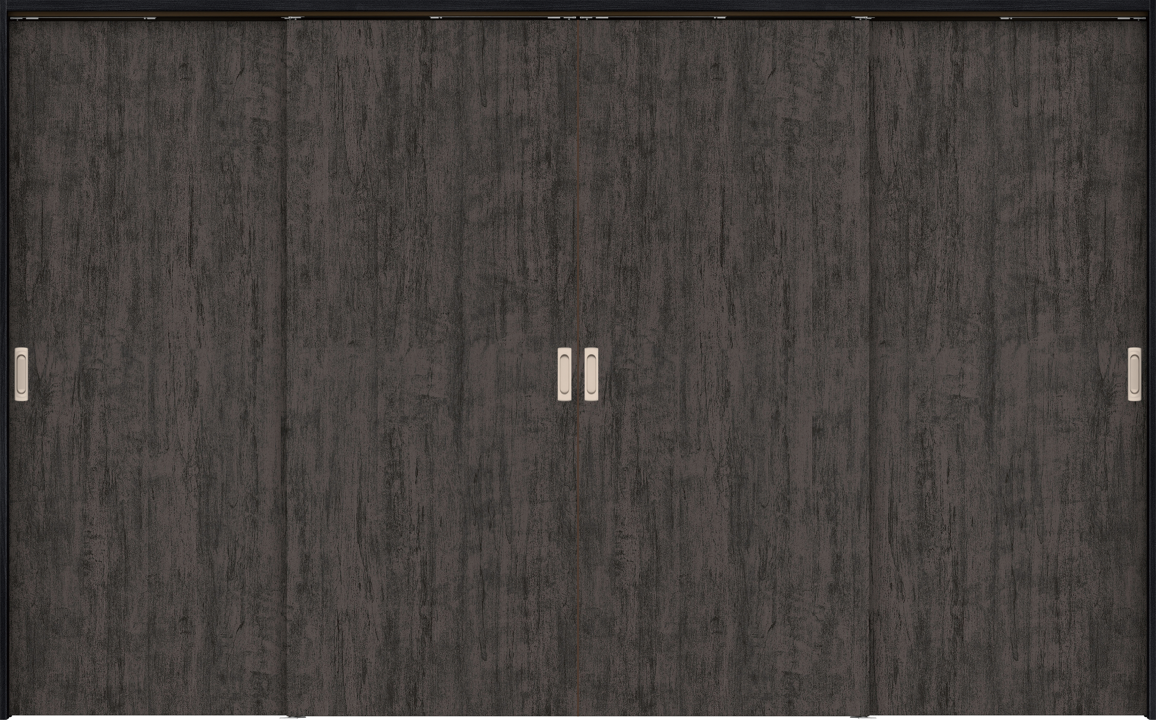 リビングドア　イエリア　吊戸・４枚引違　扉セット　００デザイン　３２６６幅用　２０００高　〈ドライブラック柄〉　左右兼用　錠なし　ラクラクローズ付用