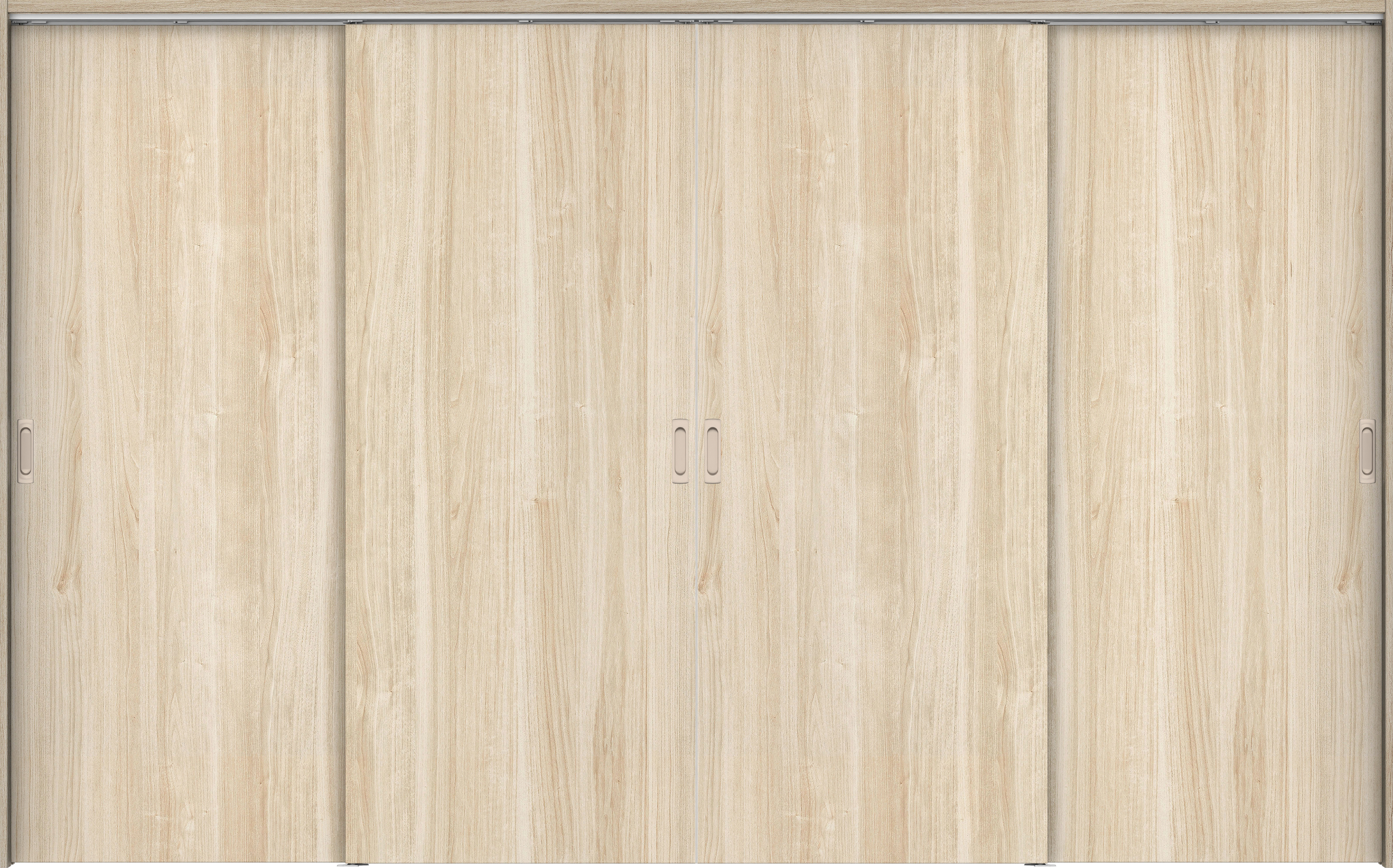 リビングドア　イエリア　吊戸・４枚引違　扉セット　００デザイン　３２６６幅用　２０００高　〈コットンベージュ柄〉　左右兼用　錠なし　ラクラクローズ付用