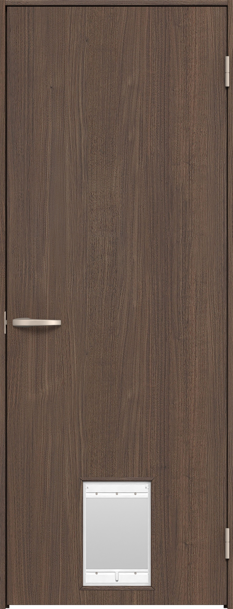 リビングドア　イエリア　機能ドア　ペットドア　扉セット　Ｅ０デザイン　７５５幅　２０００高　〈ダルブラウン柄〉　右開き　空錠　Ｎスタンダード丁番