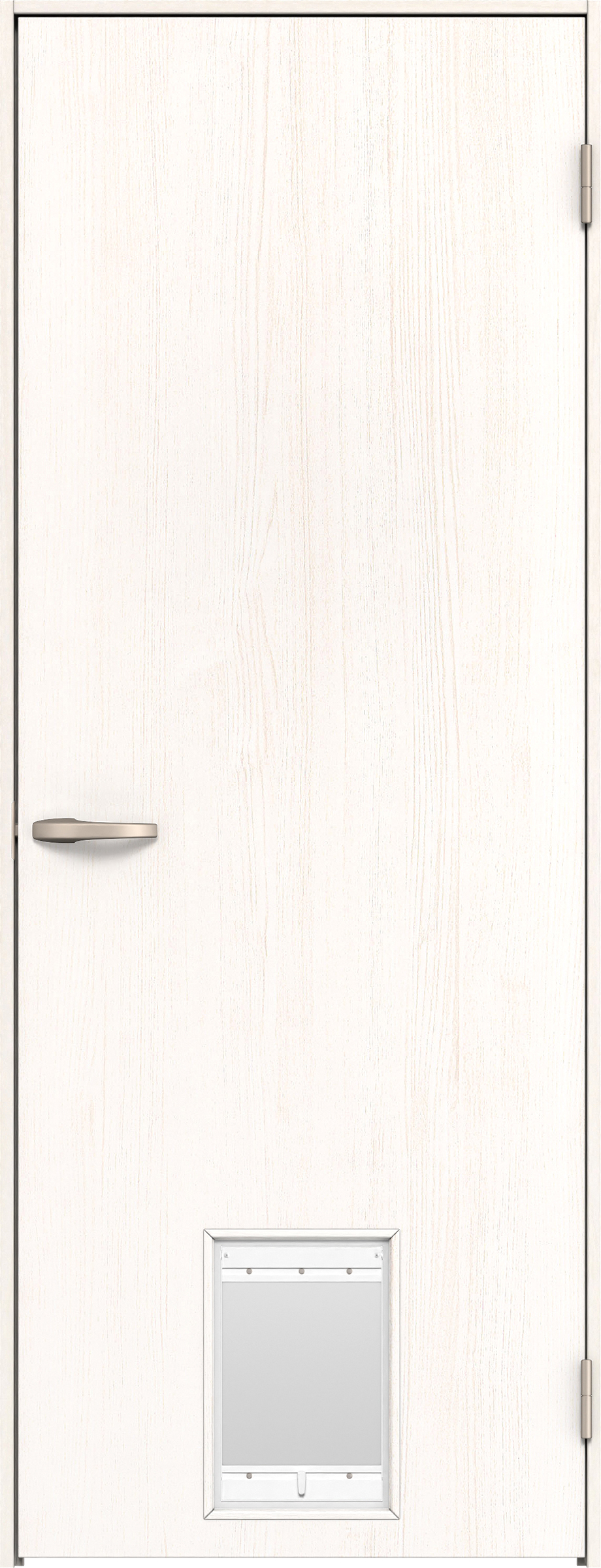 リビングドア　イエリア　機能ドア　ペットドア　扉セット　Ｅ０デザイン　７５５幅　２０００高　〈ネオホワイト柄〉　右開き　空錠　Ｎスタンダード丁番