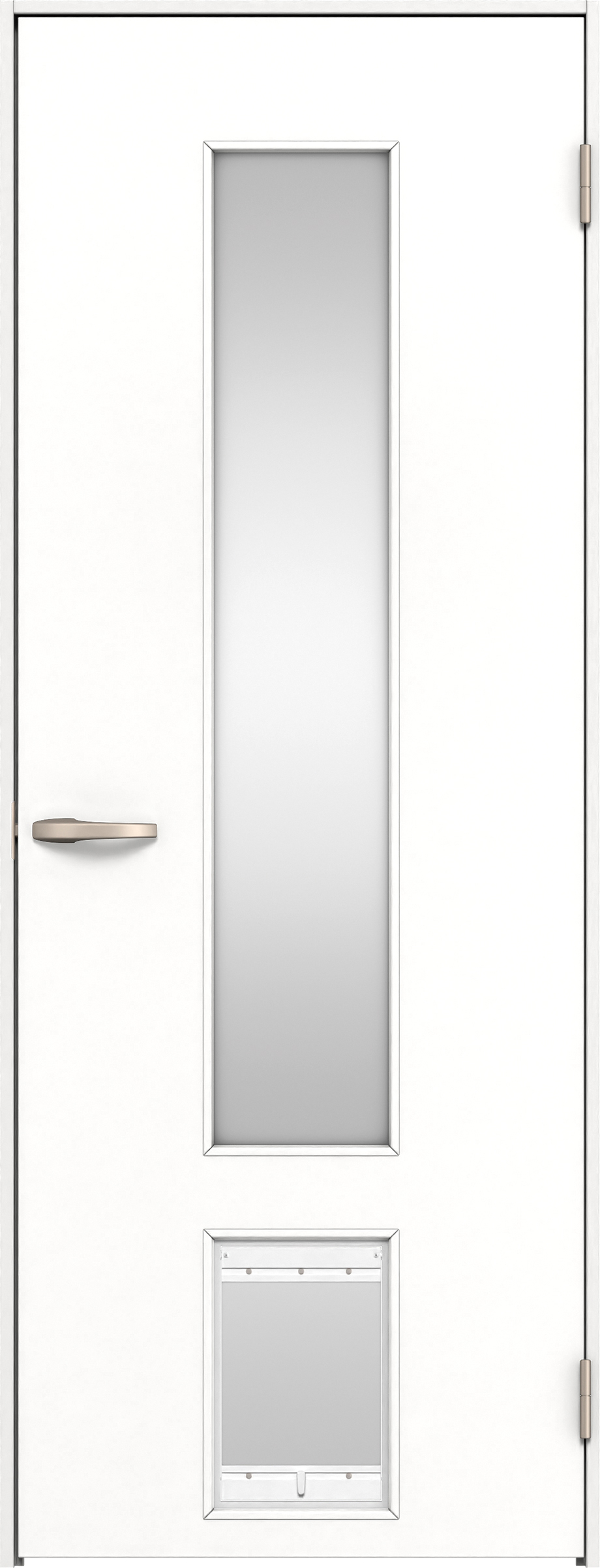 リビングドア　イエリア　機能ドア　ペットドア　扉セット　Ｐ８デザイン　７５５幅　２０００高　〈パウダーホワイト柄〉　右開き　空錠　Ｎスタンダード丁番