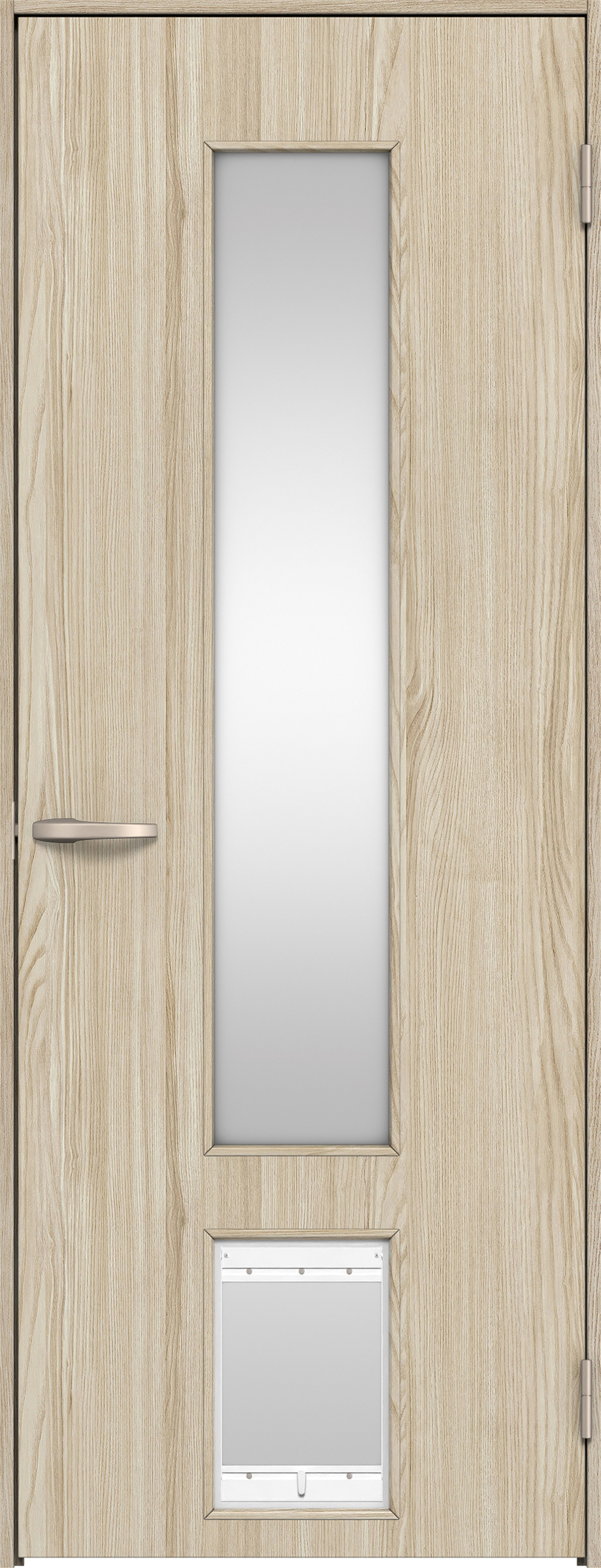 リビングドア　イエリア　機能ドア　ペットドア　扉セット　Ｐ８デザイン　７５５幅　２０００高　〈ソフトグレージュ柄〉　右開き　空錠　Ｎスタンダード丁番