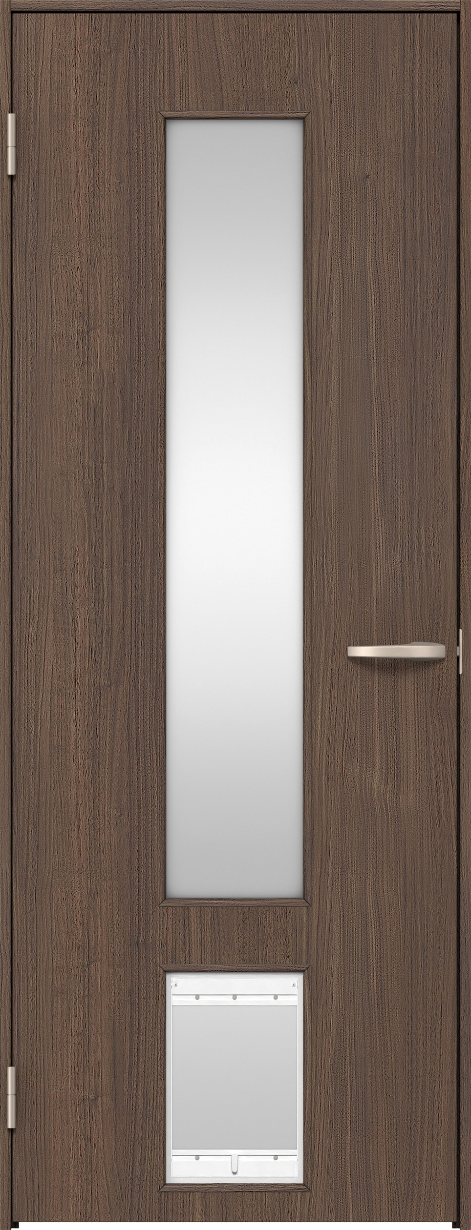 リビングドア　イエリア　機能ドア　ペットドア　扉セット　Ｐ８デザイン　７８０幅　２０００高　〈ダルブラウン柄〉　左開き　空錠　Ｎスタンダード丁番