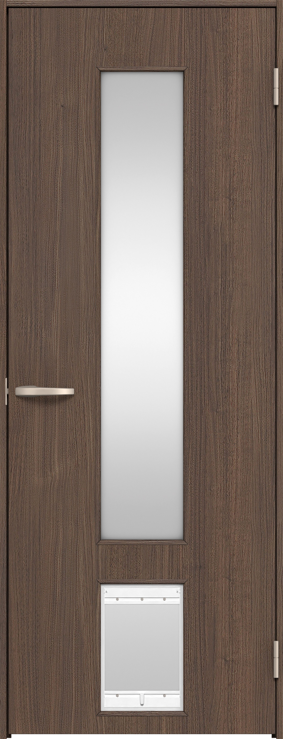 リビングドア　イエリア　機能ドア　ペットドア　扉セット　Ｐ８デザイン　７５５幅　２０００高　〈ダルブラウン柄〉　右開き　空錠　Ｎスタンダード丁番