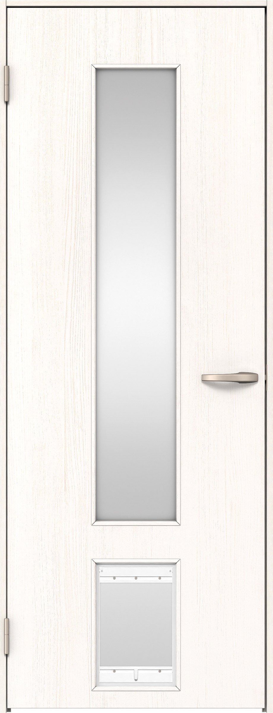 リビングドア　イエリア　機能ドア　ペットドア　扉セット　Ｐ８デザイン　７８０幅　２０００高　〈ネオホワイト柄〉　左開き　空錠　Ｎスタンダード丁番