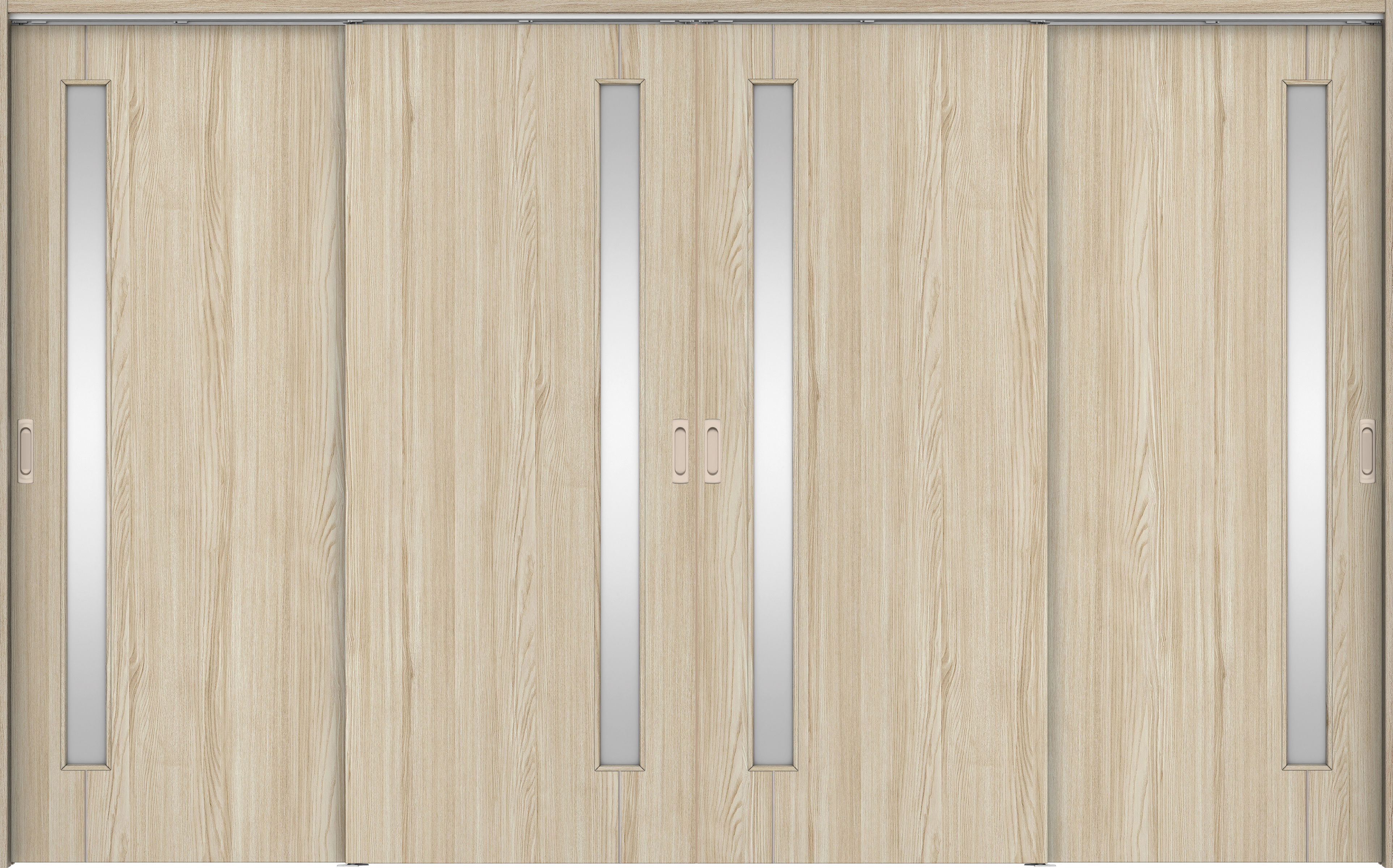 リビングドア　イエリア　吊戸・４枚引違　扉セット　Ｄ４デザイン　３２６６幅用　２０００高　〈ソフトグレージュ柄〉　左右兼用　錠なし　ラクラクローズ付用