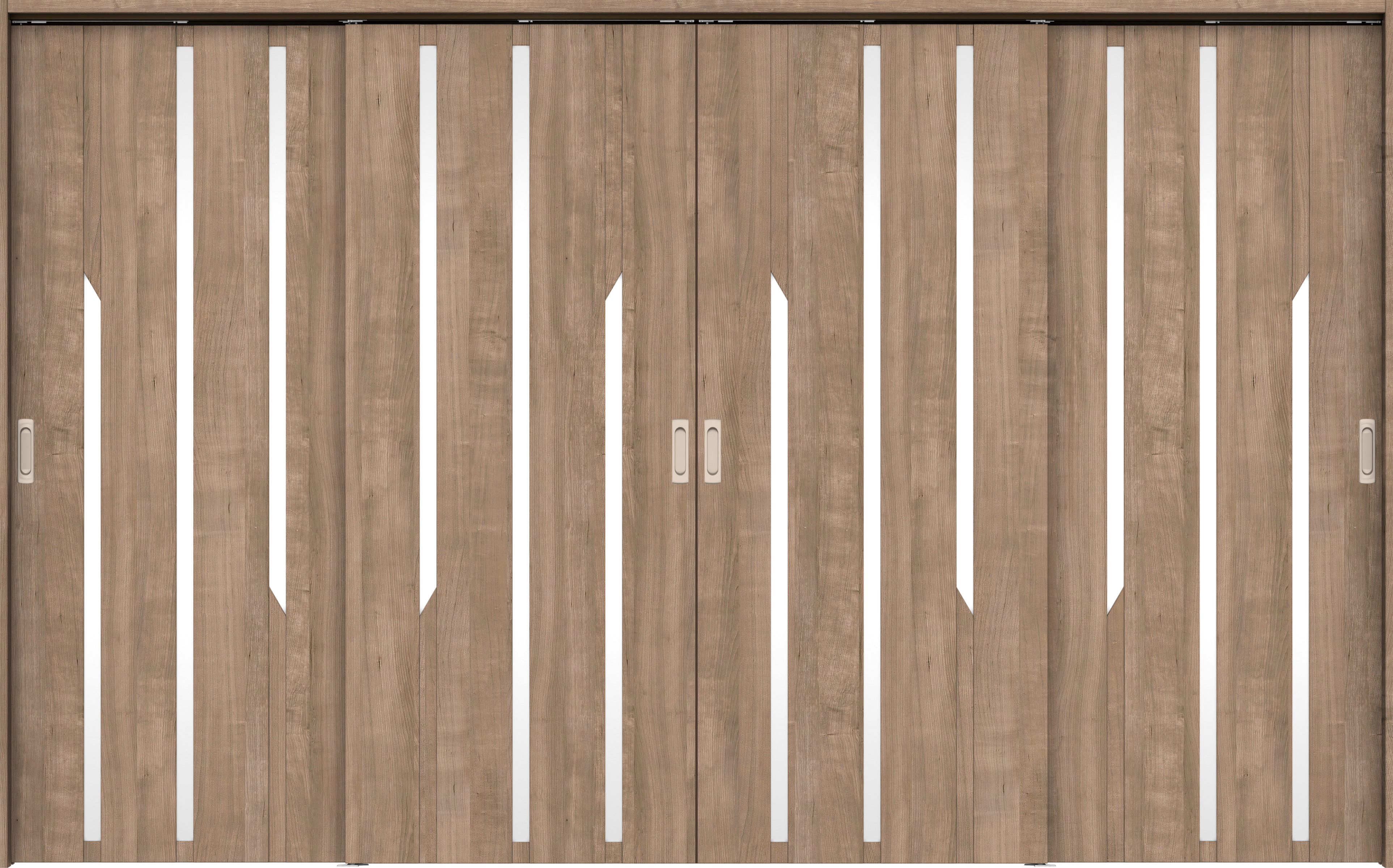 リビングドア　イエリア　吊戸・４枚引違　扉セット　Ｅ３デザイン　３２６６幅用　２０００高　〈トープグレー柄〉　左右兼用　錠なし　ラクラクローズ付用