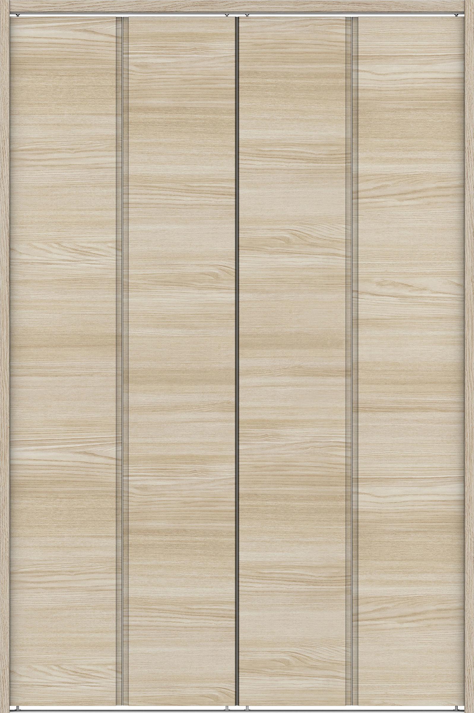 クローク収納　イエリア　折戸ユニット　ハンドルレス横木目タイプ　ウッド扉　下レール付三方枠（固定枠）　セット　１１９０幅（４．５尺間口）　１７９０高　〈ソフトグレージュ柄〉　ハンドルレス