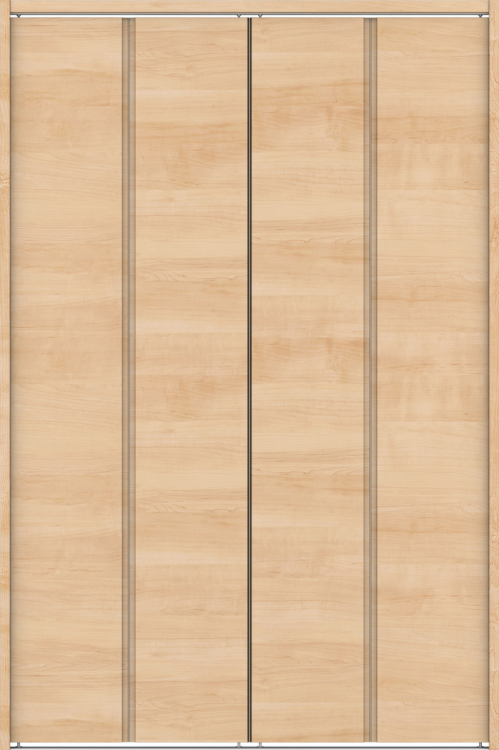 クローク収納　イエリア　折戸ユニット　ハンドルレス横木目タイプ　ウッド扉　下レール付三方枠（固定枠）　セット　１１９０幅（４．５尺間口）　１７９０高　〈ミルベージュ柄〉　ハンドルレス