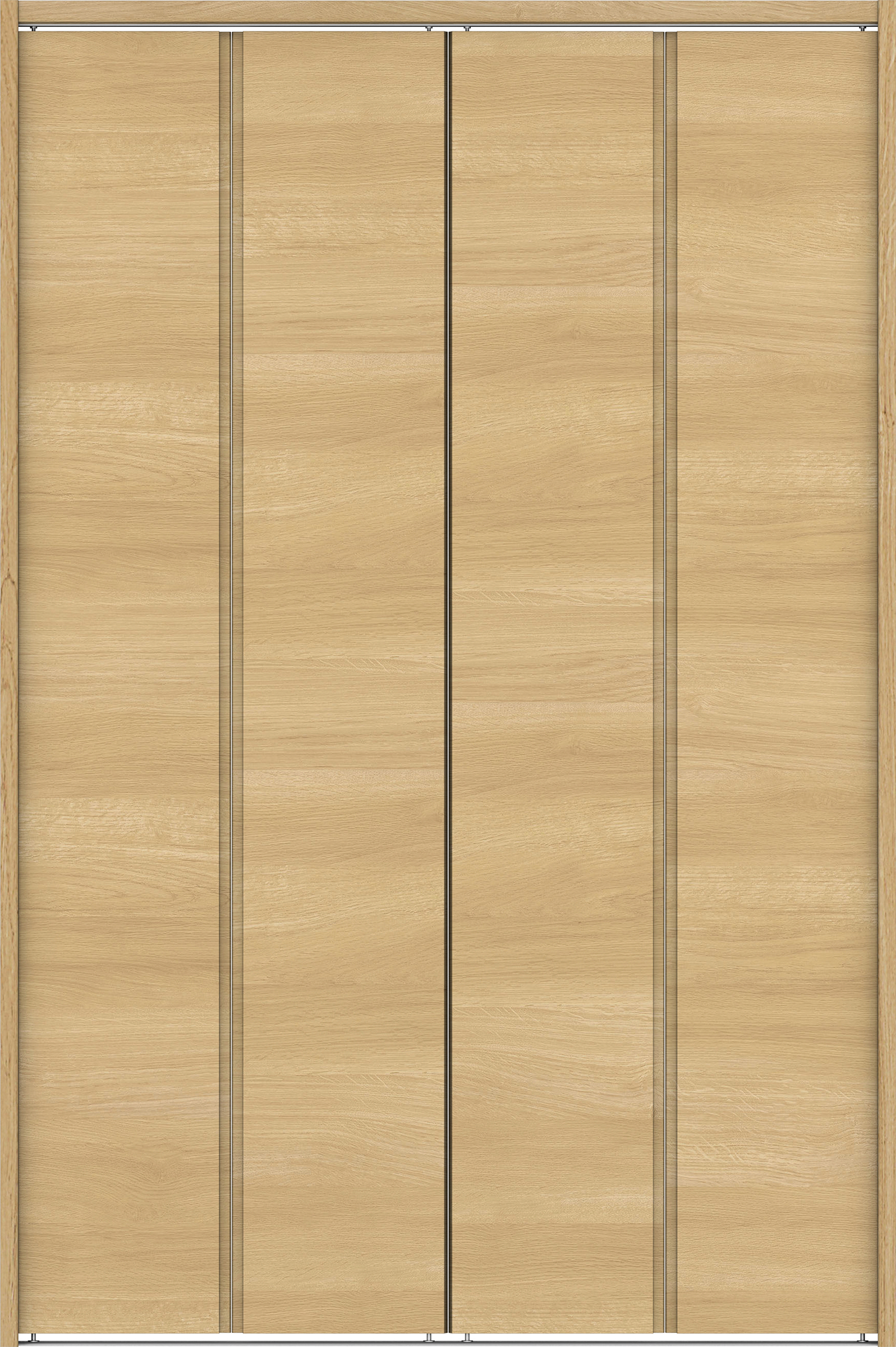 クローク収納　イエリア　折戸ユニット　ハンドルレス横木目タイプ　ウッド扉　下レール付三方枠（固定枠）　セット　１１９０幅（４．５尺間口）　１７９０高　〈ライトオーカー柄〉　ハンドルレス