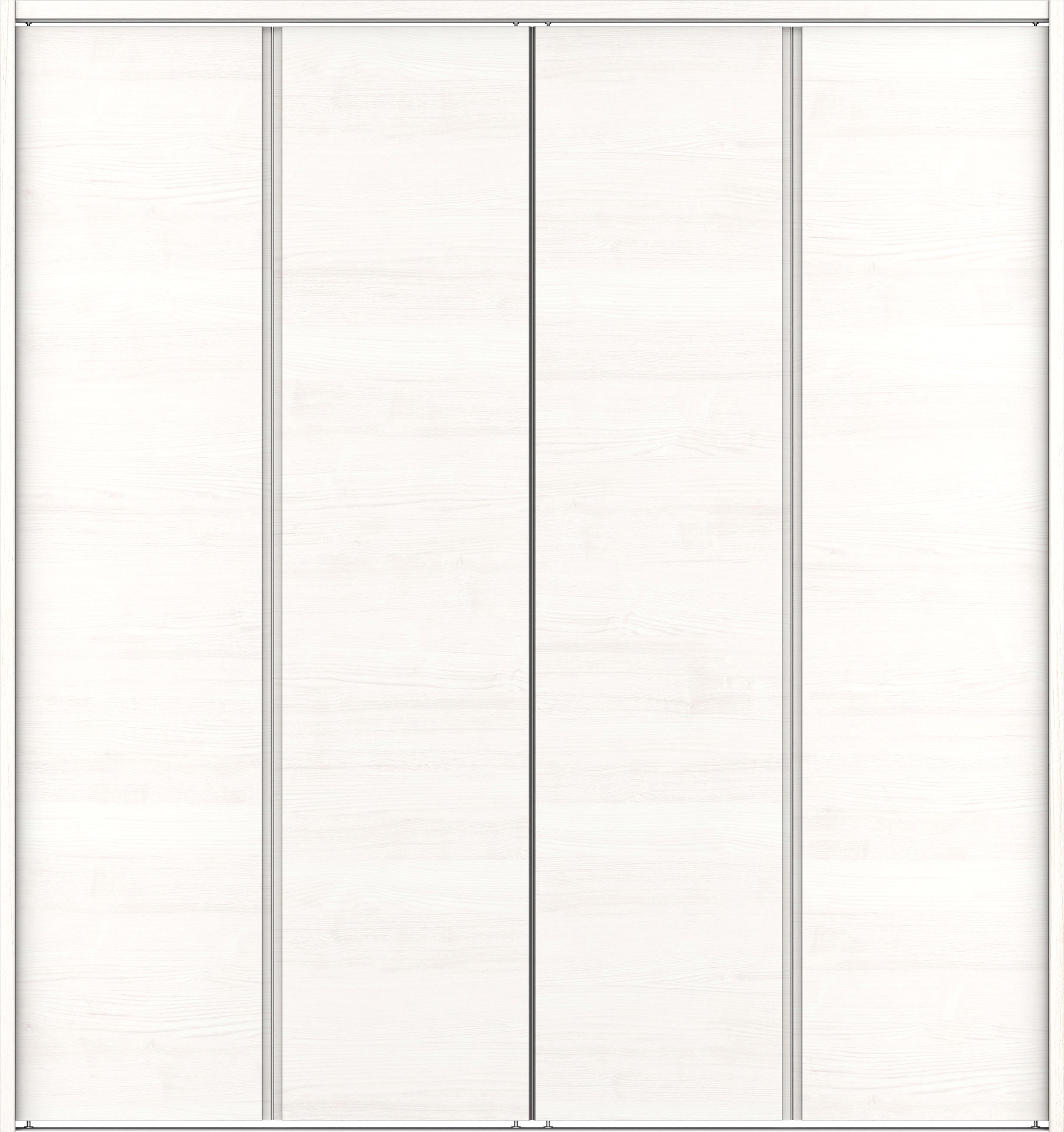 クローク収納　イエリア　折戸ユニット　ハンドルレス横木目タイプ　ウッド扉　下レール付三方枠（固定枠）　セット　１６８０幅（６尺間口）　１７９０高　〈ネオホワイト柄〉　ハンドルレス