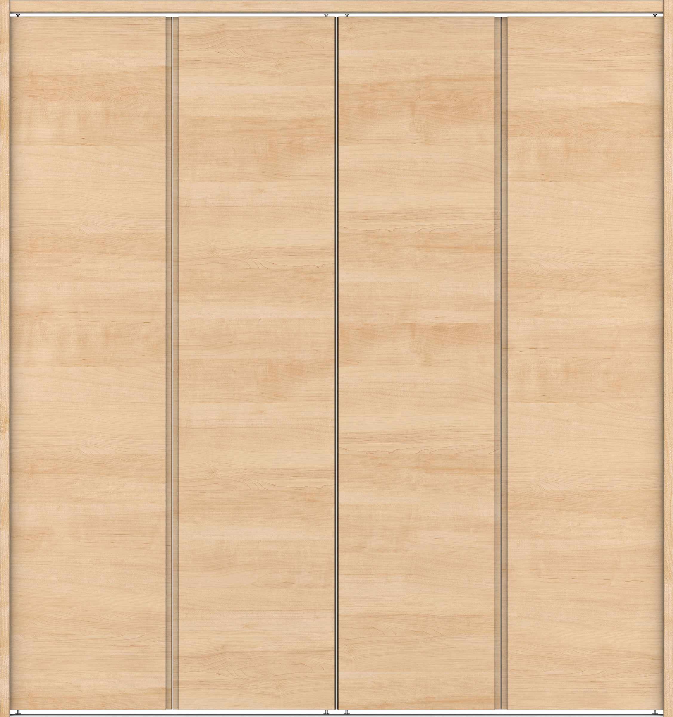 クローク収納　イエリア　折戸ユニット　ハンドルレス横木目タイプ　ウッド扉　下レール付三方枠（固定枠）　セット　１６８０幅（６尺間口）　１７９０高　〈ミルベージュ柄〉　ハンドルレス