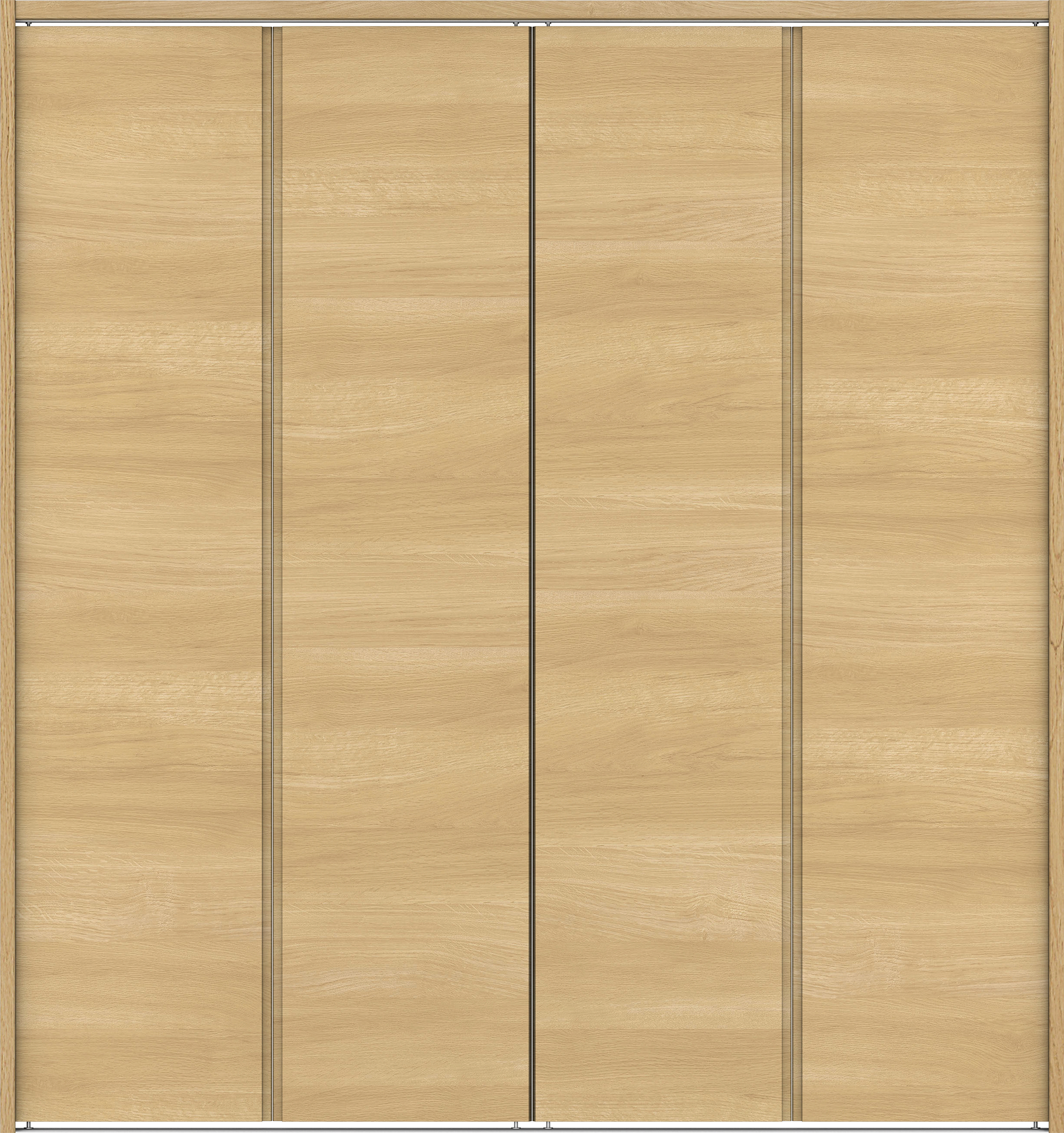 クローク収納　イエリア　折戸ユニット　ハンドルレス横木目タイプ　ウッド扉　下レール付三方枠（固定枠）　セット　１６８０幅（６尺間口）　１７９０高　〈ライトオーカー柄〉　ハンドルレス