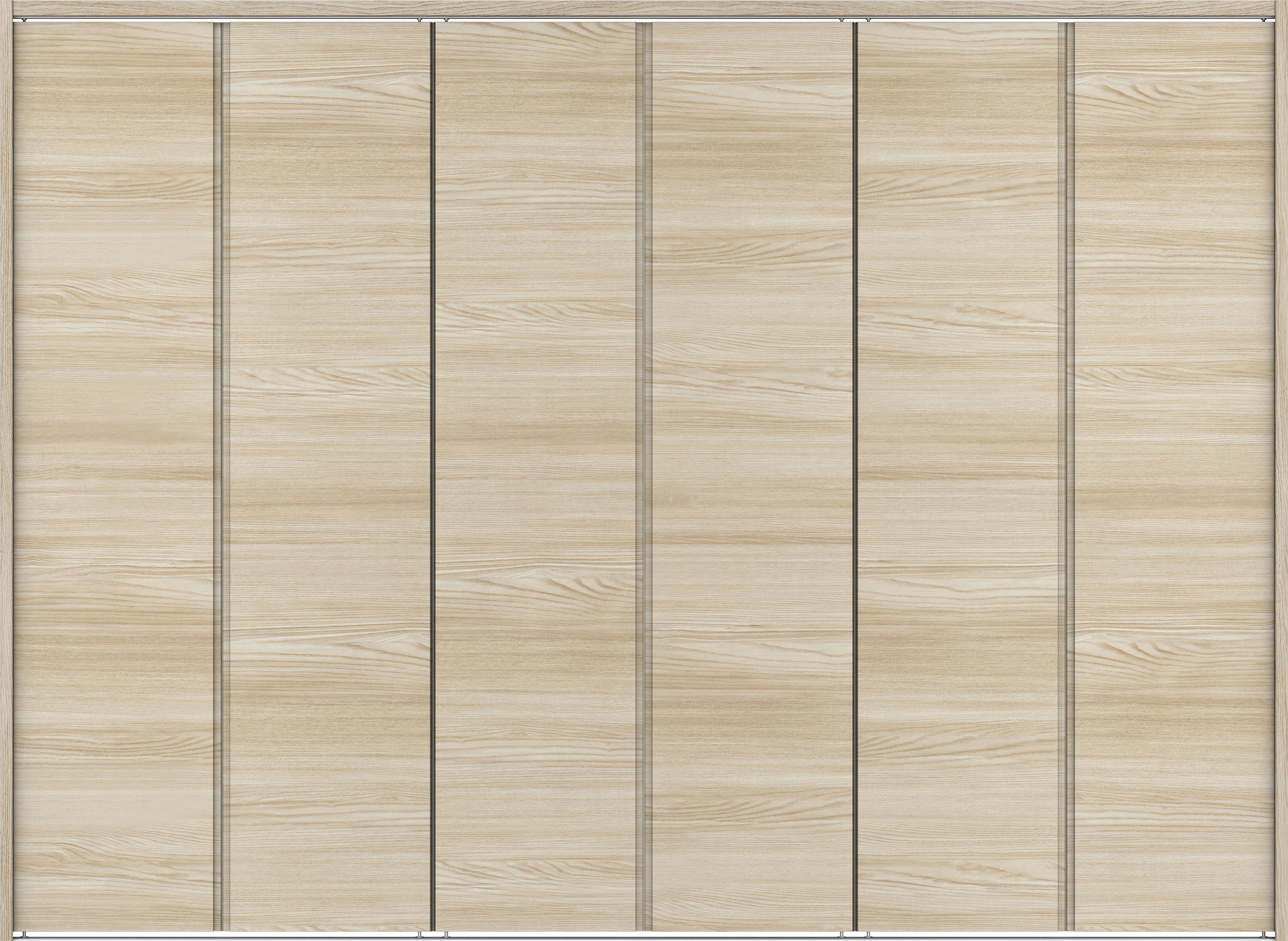 クローク収納　イエリア　折戸ユニット　ハンドルレス横木目タイプ　ウッド扉　下レール付三方枠（固定枠）　セット　２４５０幅（９尺間口）　１７９０高　〈ソフトグレージュ柄〉　ハンドルレス