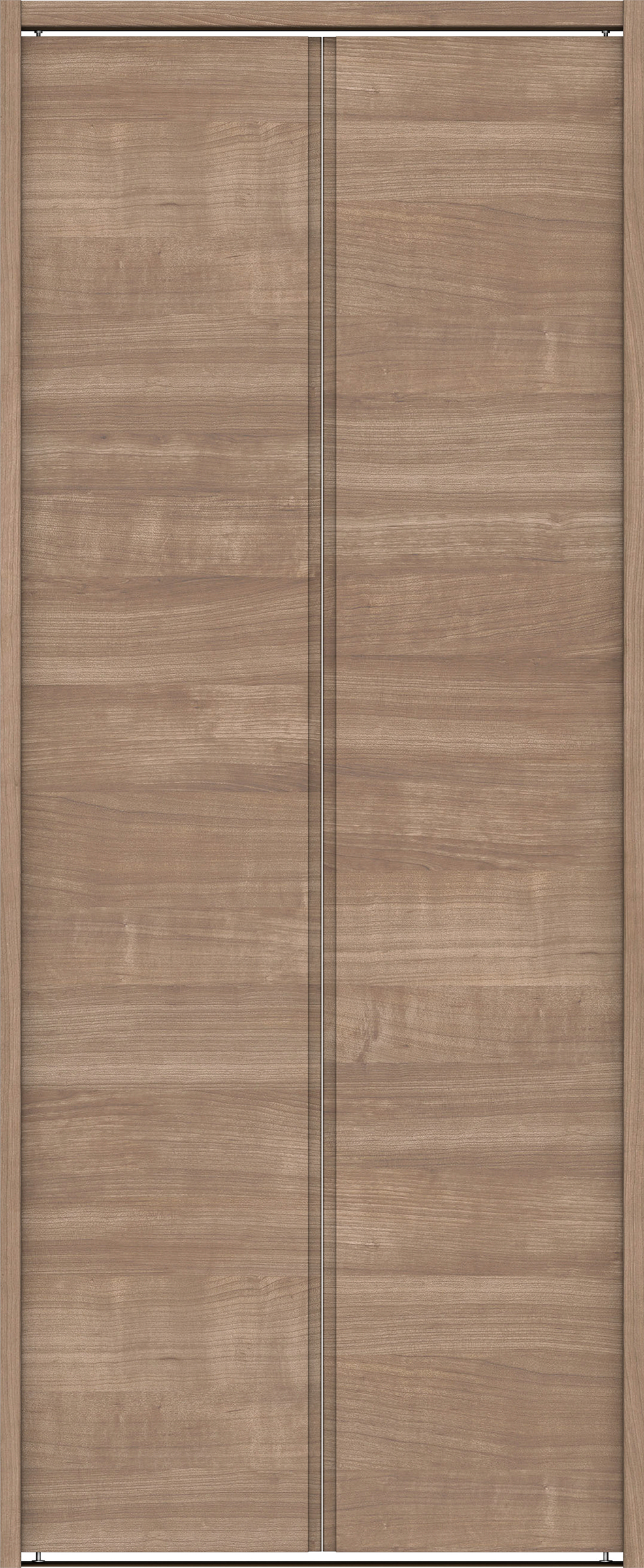 クローク収納　イエリア　折戸ユニット　ハンドルレス横木目タイプ　ウッド扉　下レール付三方枠（固定枠）　セット　７３５幅（３尺間口）　１７９０高　〈トープグレー柄〉　ハンドルレス