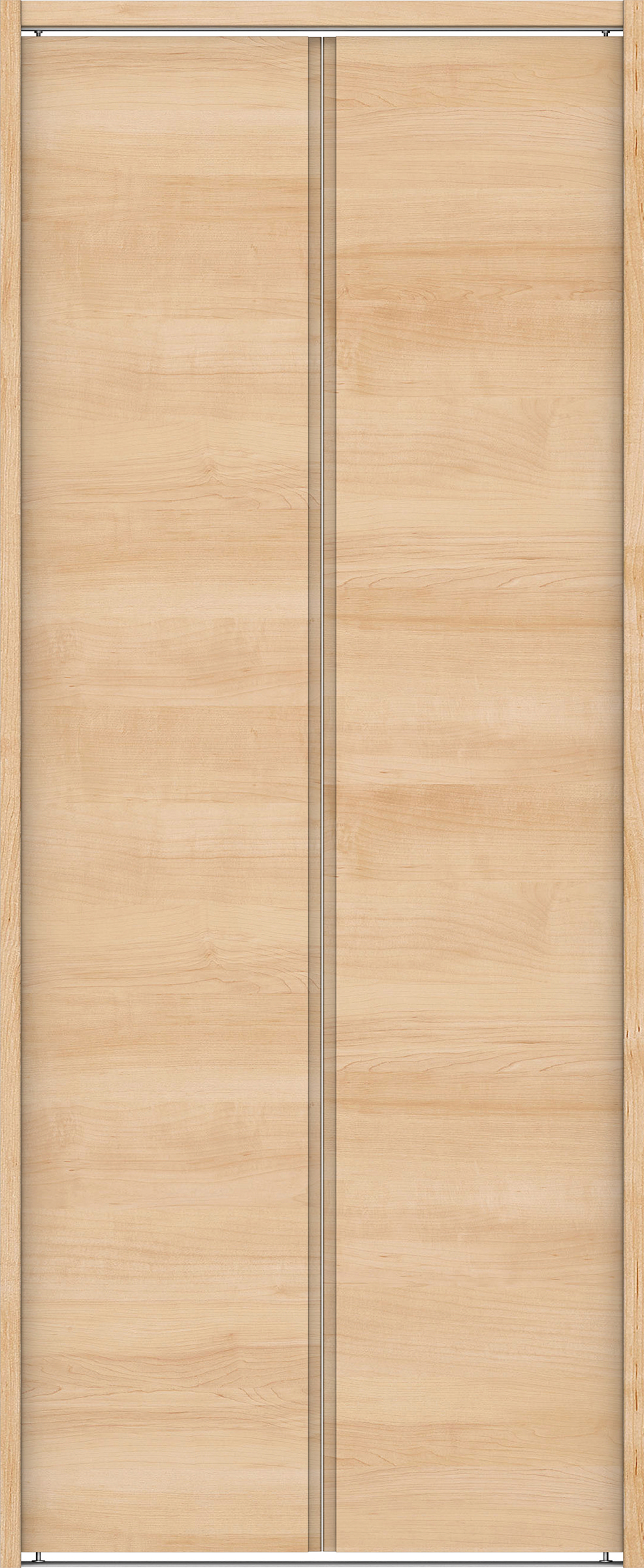 クローク収納　イエリア　折戸ユニット　ハンドルレス横木目タイプ　ウッド扉　下レール付三方枠（固定枠）　セット　７３５幅（３尺間口）　１７９０高　〈ミルベージュ柄〉　ハンドルレス