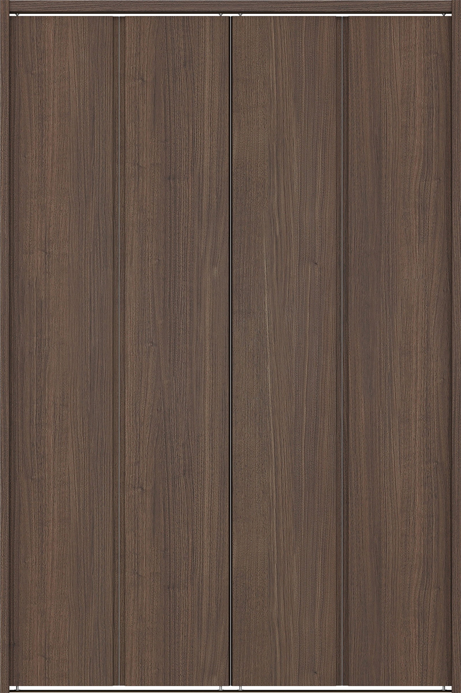 クローク収納　イエリア　折戸ユニット　ハンドルレス縦木目タイプ　ウッド扉　下レール付三方枠（固定枠）　セット　１１９０幅（４．５尺間口）　１７９０高　〈ダルブラウン柄〉　ハンドルレス