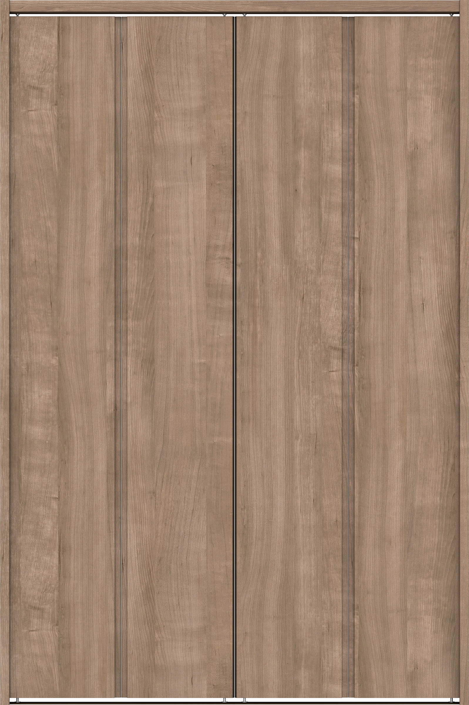 クローク収納　イエリア　折戸ユニット　ハンドルレス縦木目タイプ　ウッド扉　下レール付三方枠（固定枠）　セット　１１９０幅（４．５尺間口）　１７９０高　〈トープグレー柄〉　ハンドルレス