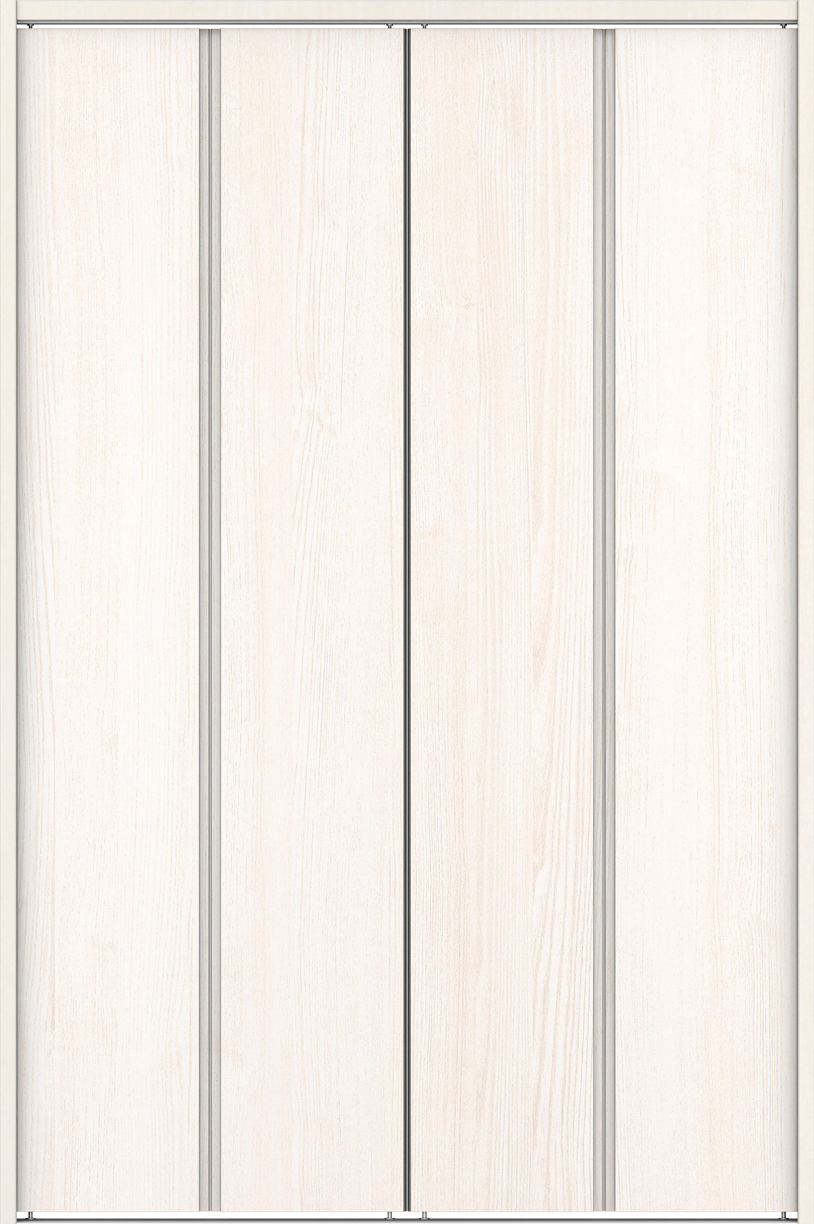 クローク収納　イエリア　折戸ユニット　ハンドルレス縦木目タイプ　ウッド扉　下レール付三方枠（固定枠）　セット　１１９０幅（４．５尺間口）　１７９０高　〈ネオホワイト柄〉　ハンドルレス