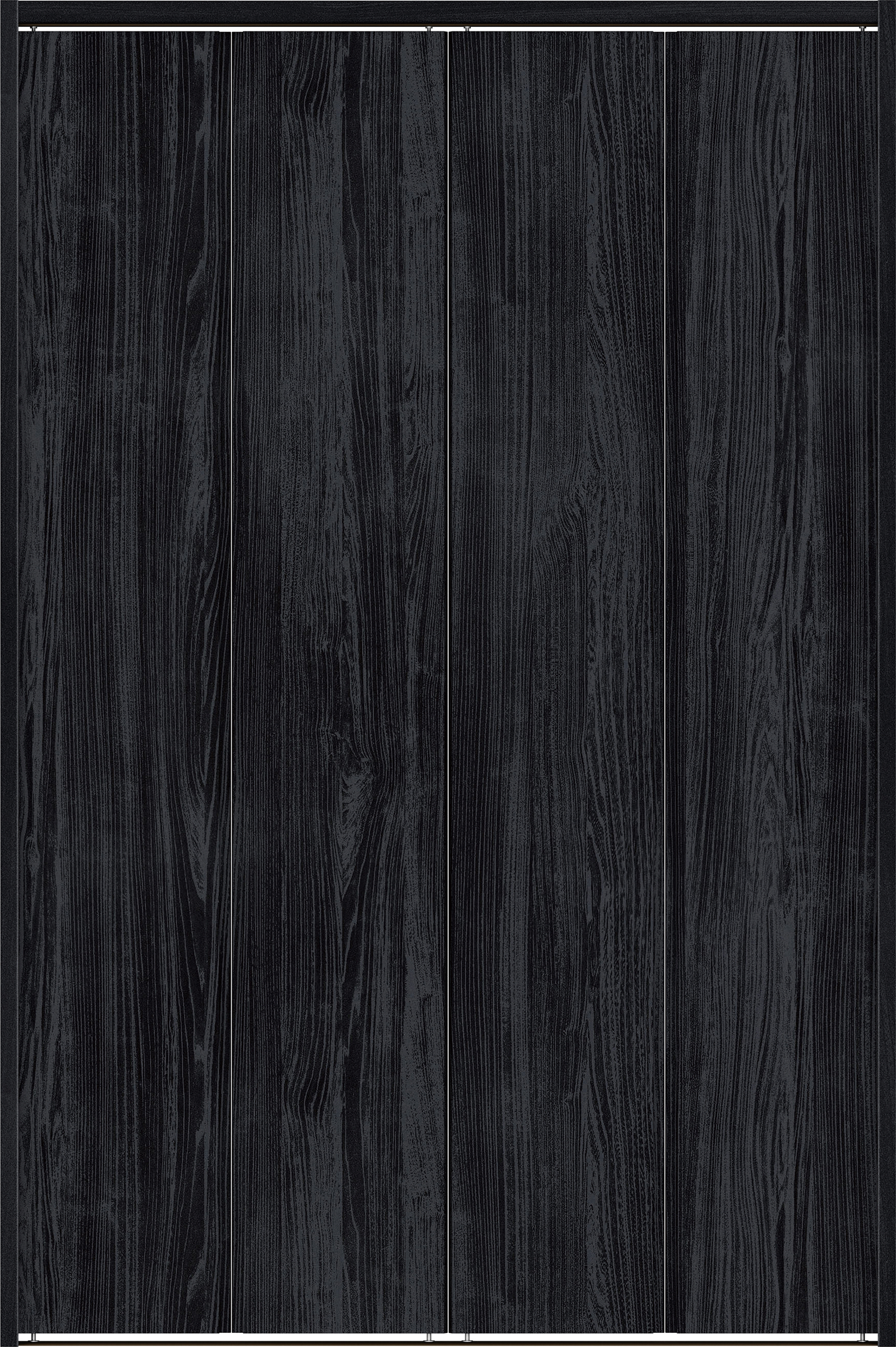 クローク収納　イエリア　折戸ユニット　ハンドルレス縦木目タイプ　ウッド扉　下レール付三方枠（固定枠）　セット　１１９０幅（４．５尺間口）　１７９０高　〈モスブラック柄〉　ハンドルレス