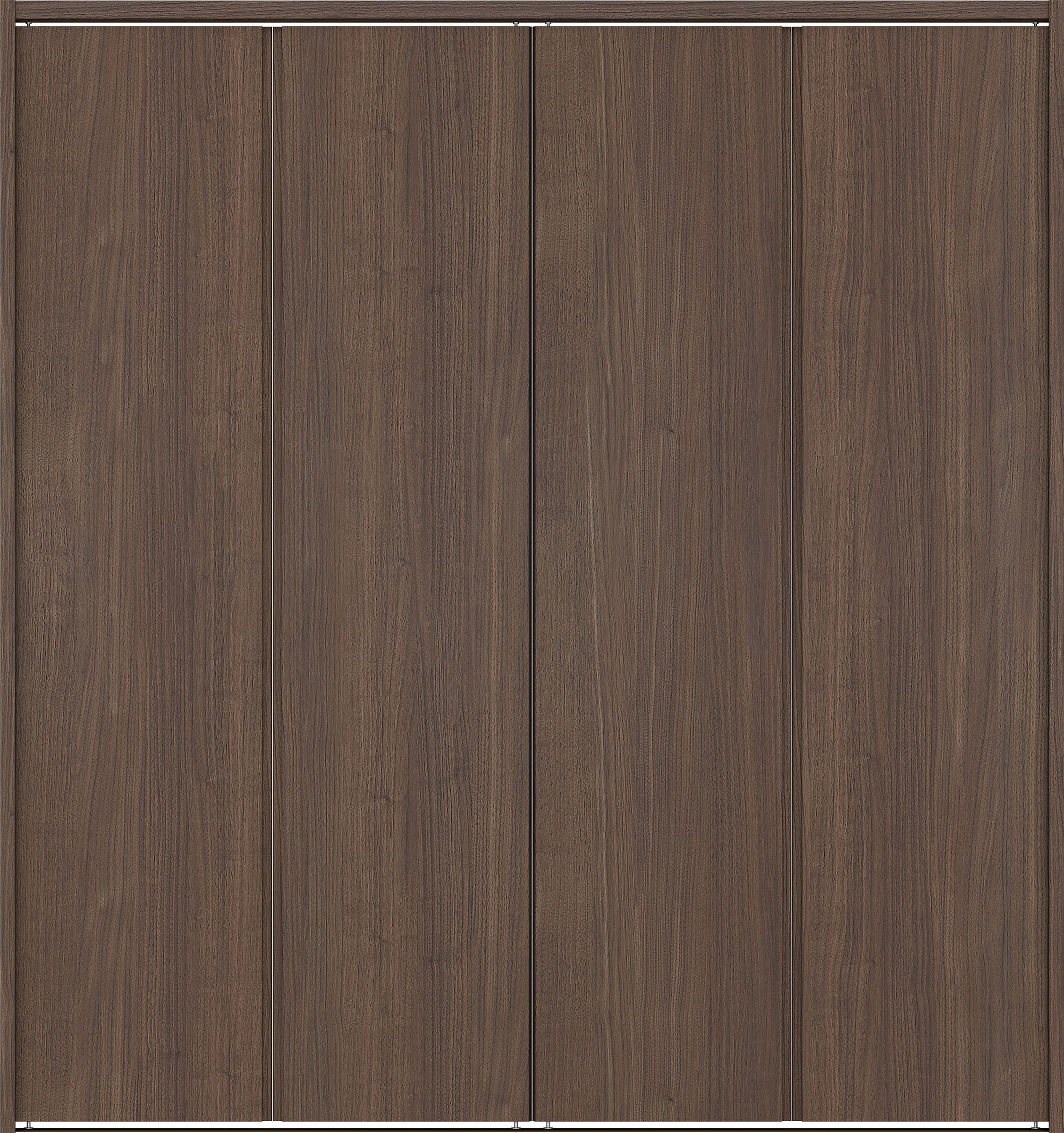クローク収納　イエリア　折戸ユニット　ハンドルレス縦木目タイプ　ウッド扉　下レール付三方枠（固定枠）　セット　１６８０幅（６尺間口）　１７９０高　〈ダルブラウン柄〉　ハンドルレス