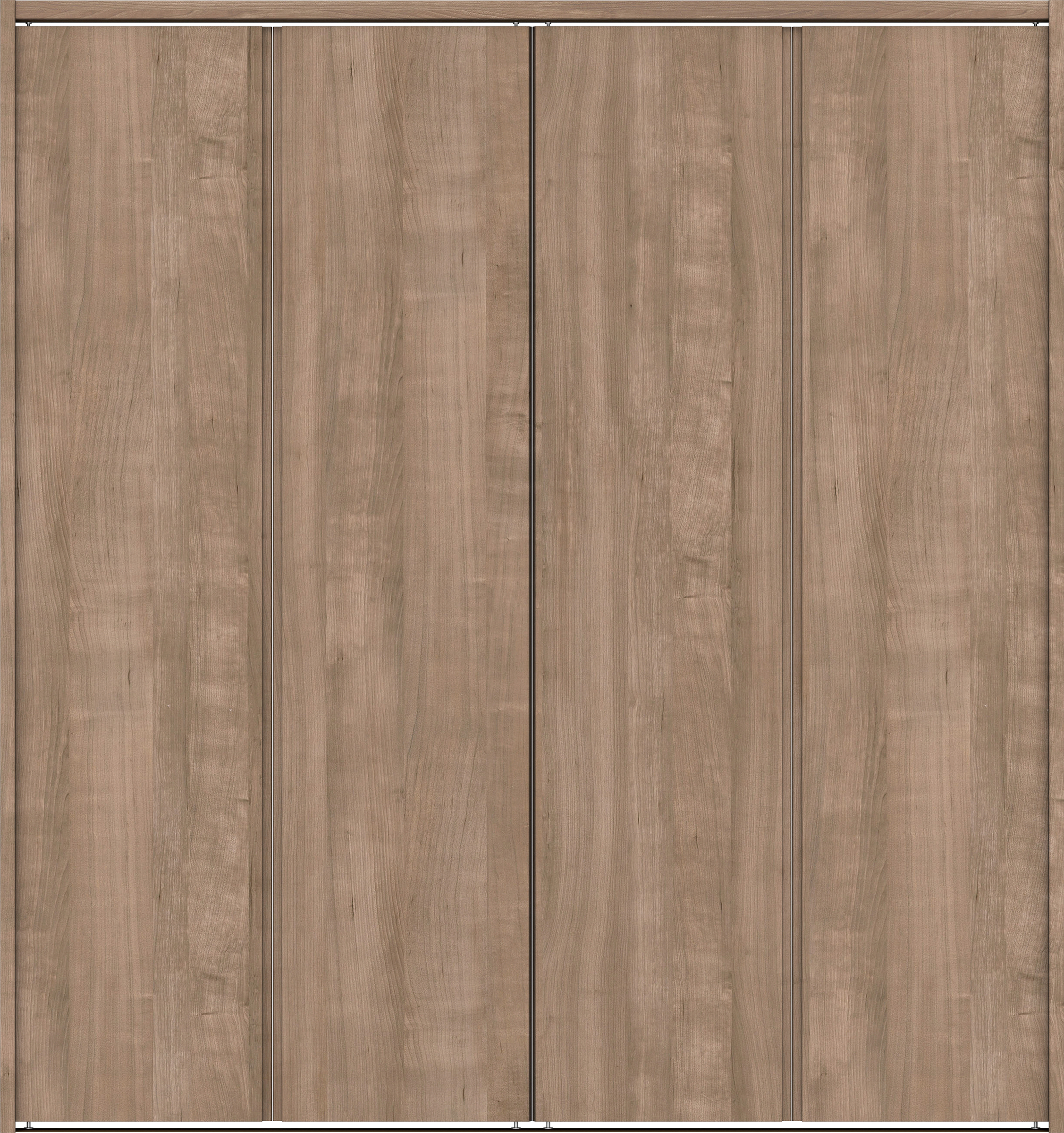 クローク収納　イエリア　折戸ユニット　ハンドルレス縦木目タイプ　ウッド扉　下レール付三方枠（固定枠）　セット　１６８０幅（６尺間口）　１７９０高　〈トープグレー柄〉　ハンドルレス