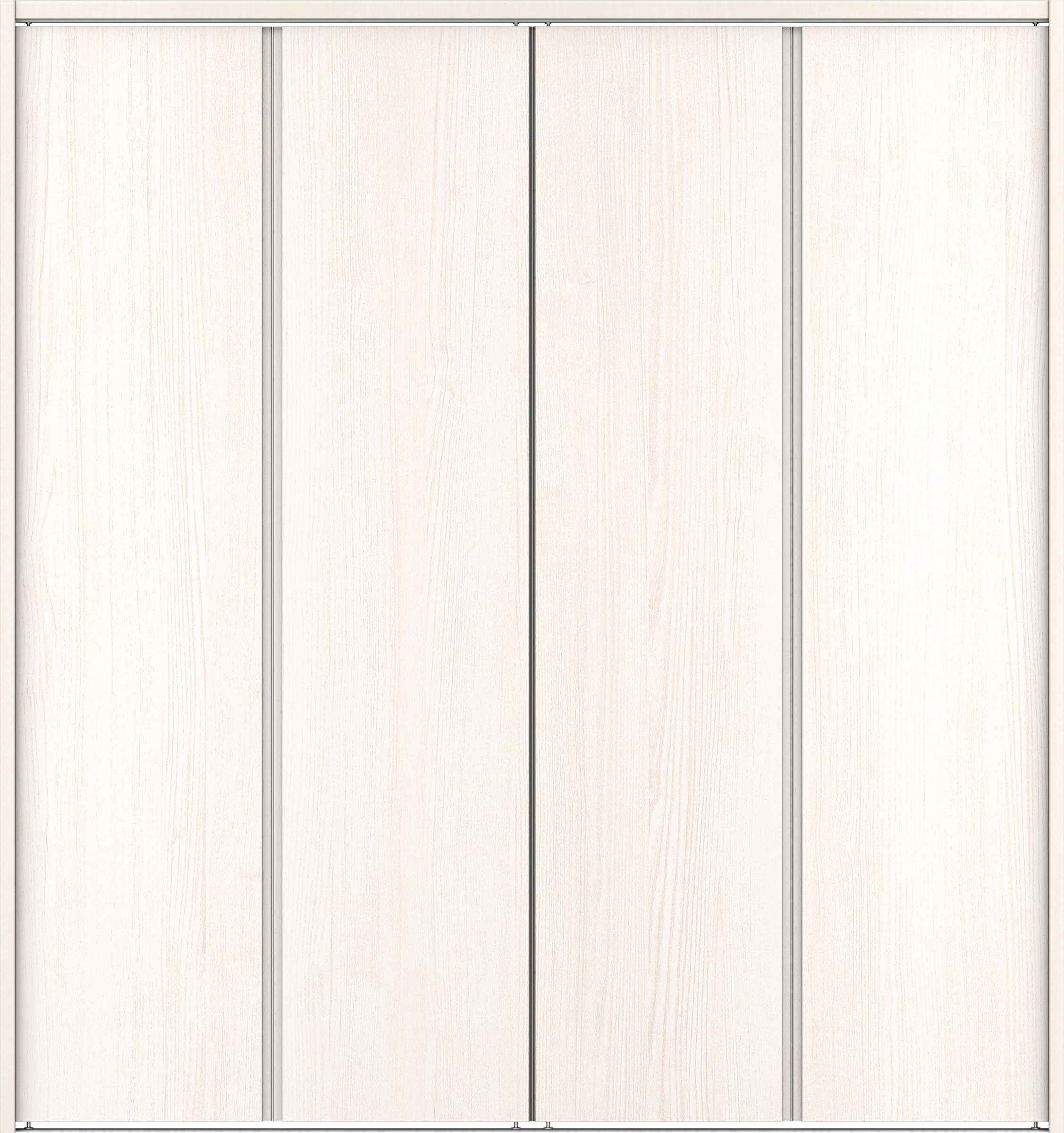 クローク収納　イエリア　折戸ユニット　ハンドルレス縦木目タイプ　ウッド扉　下レール付三方枠（固定枠）　セット　１６４４幅（６尺小間口）　１７９０高　〈ネオホワイト柄〉　ハンドルレス