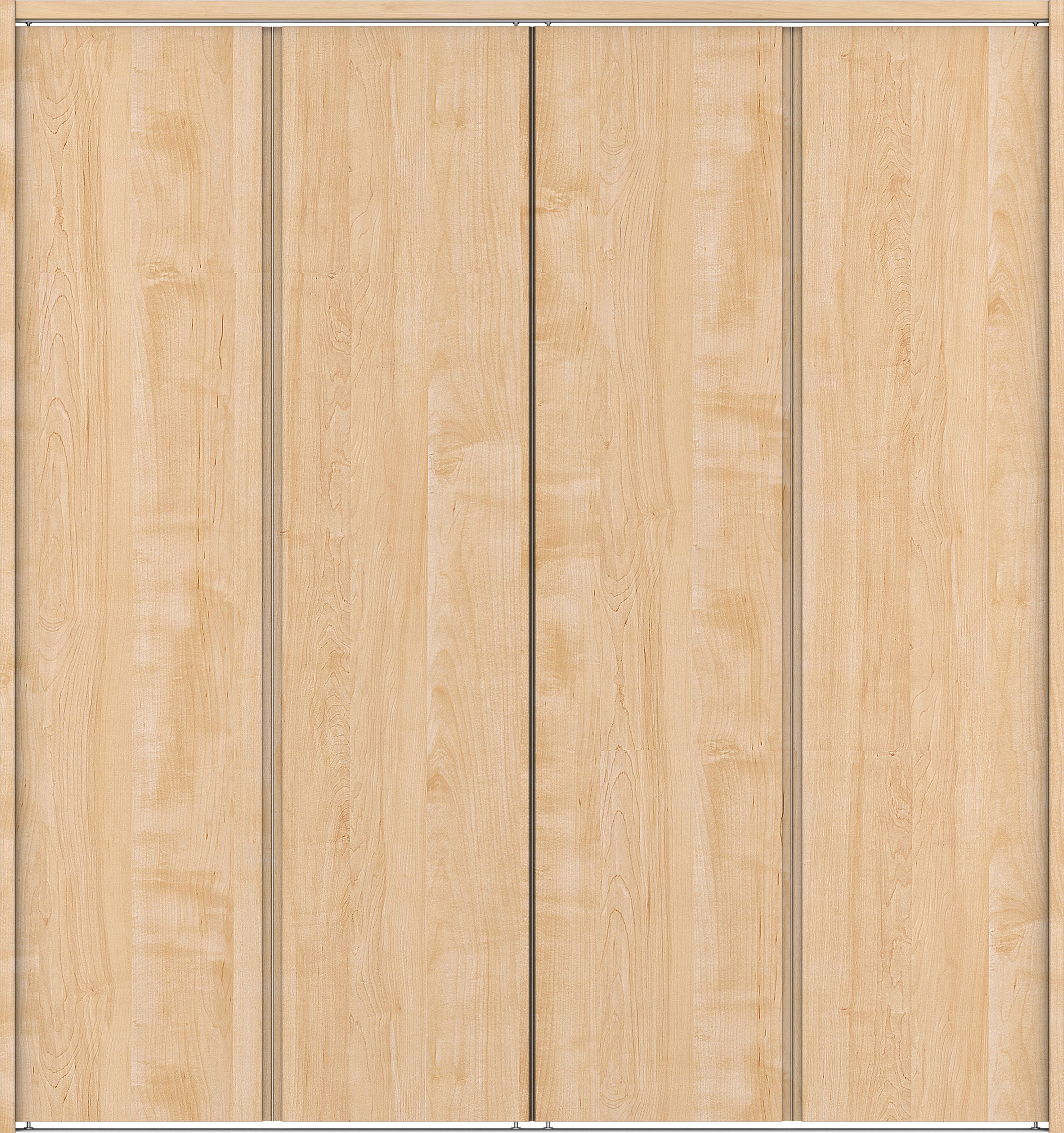 クローク収納　イエリア　折戸ユニット　ハンドルレス縦木目タイプ　ウッド扉　下レール付三方枠（固定枠）　セット　１６４４幅（６尺小間口）　１７９０高　〈ミルベージュ柄〉　ハンドルレス