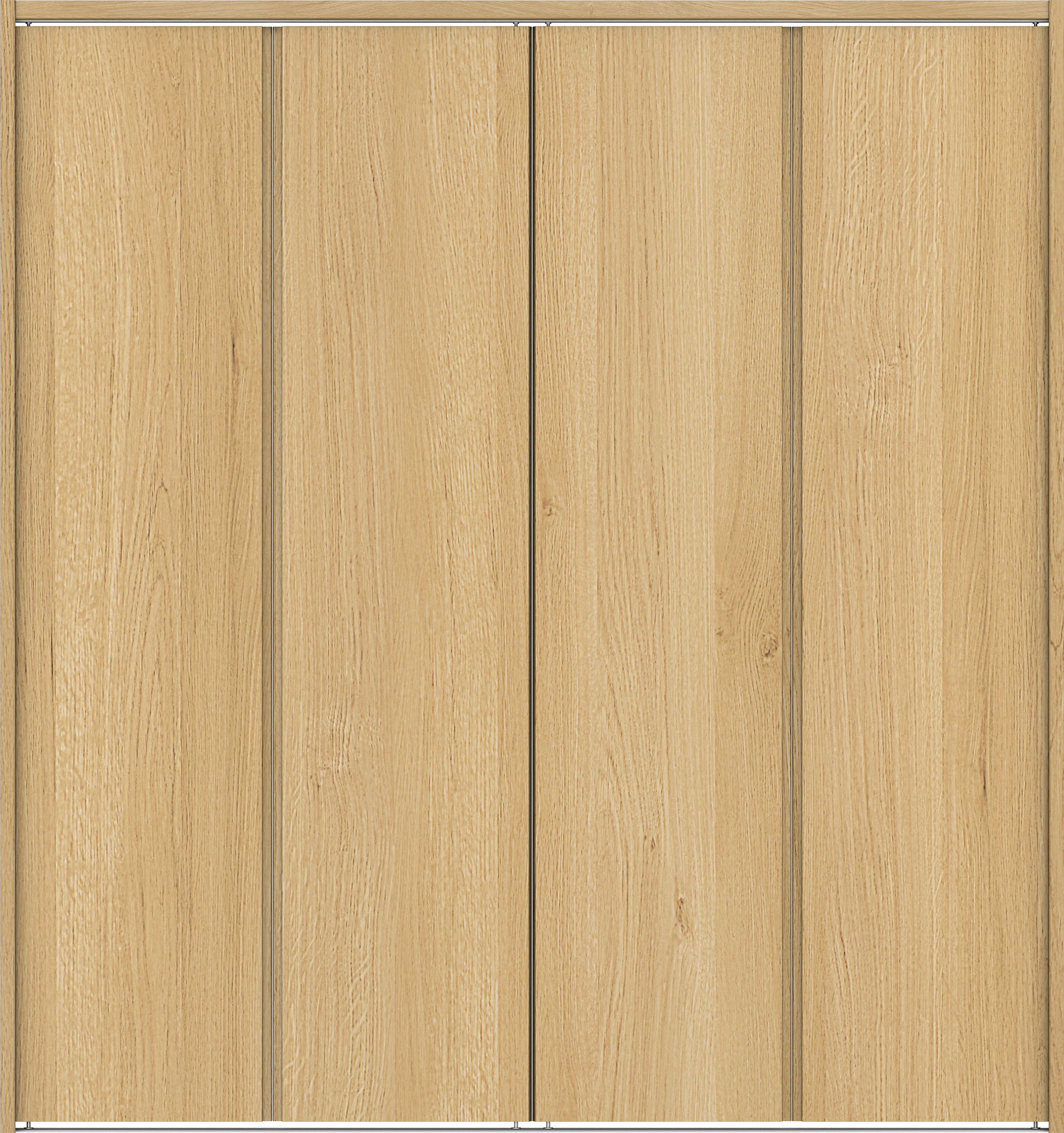 クローク収納　イエリア　折戸ユニット　ハンドルレス縦木目タイプ　ウッド扉　下レール付三方枠（固定枠）　セット　１６８０幅（６尺間口）　１７９０高　〈ライトオーカー柄〉　ハンドルレス