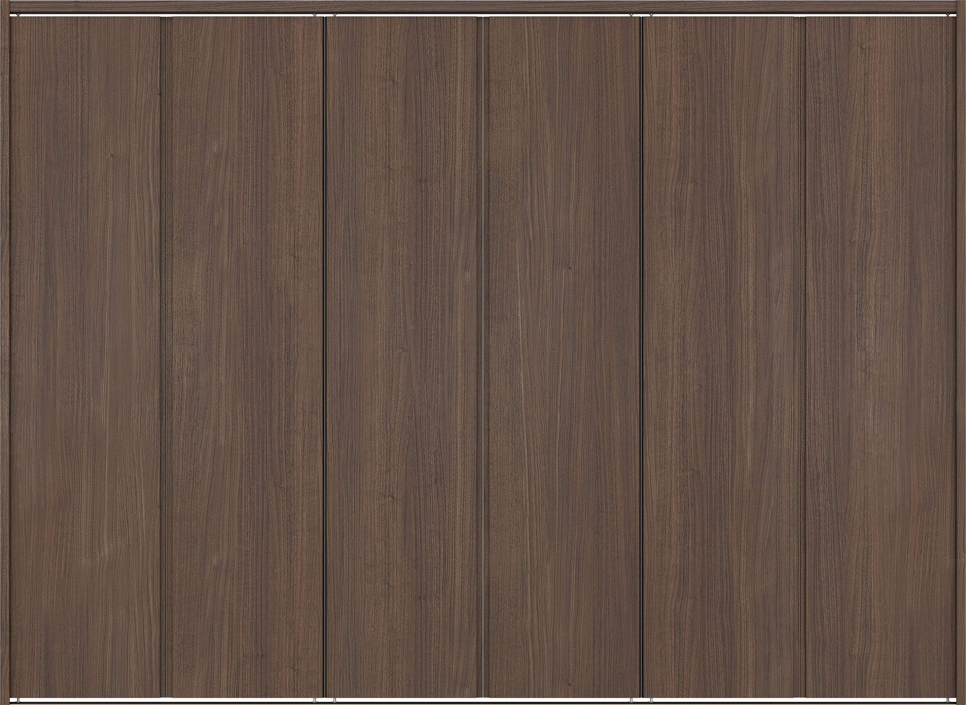 クローク収納　イエリア　折戸ユニット　ハンドルレス縦木目タイプ　ウッド扉　下レール付三方枠（固定枠）　セット　２４５０幅（９尺間口）　１７９０高　〈ダルブラウン柄〉　ハンドルレス