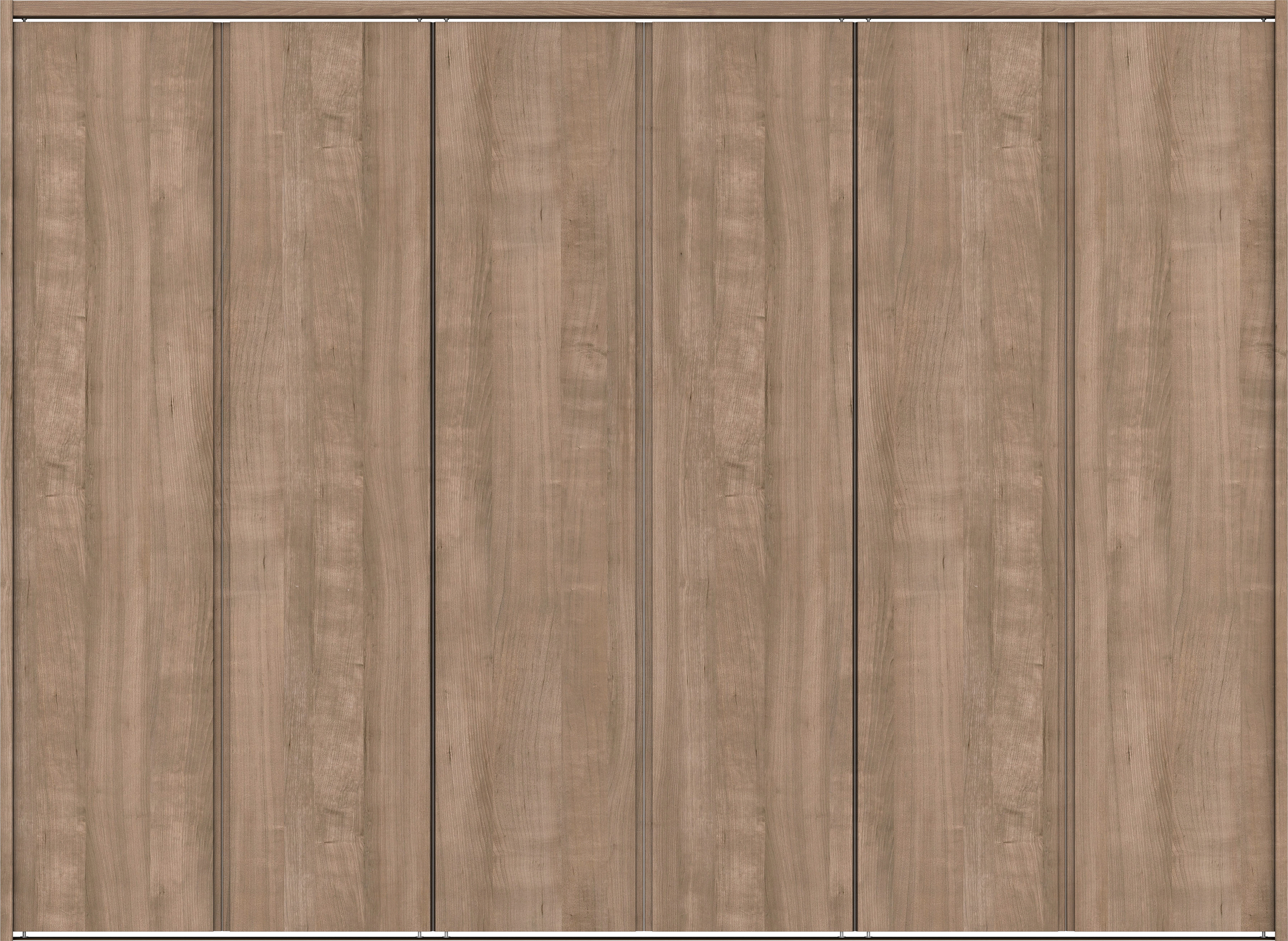 クローク収納　イエリア　折戸ユニット　ハンドルレス縦木目タイプ　ウッド扉　下レール付三方枠（固定枠）　セット　２４５０幅（９尺間口）　１７９０高　〈トープグレー柄〉　ハンドルレス