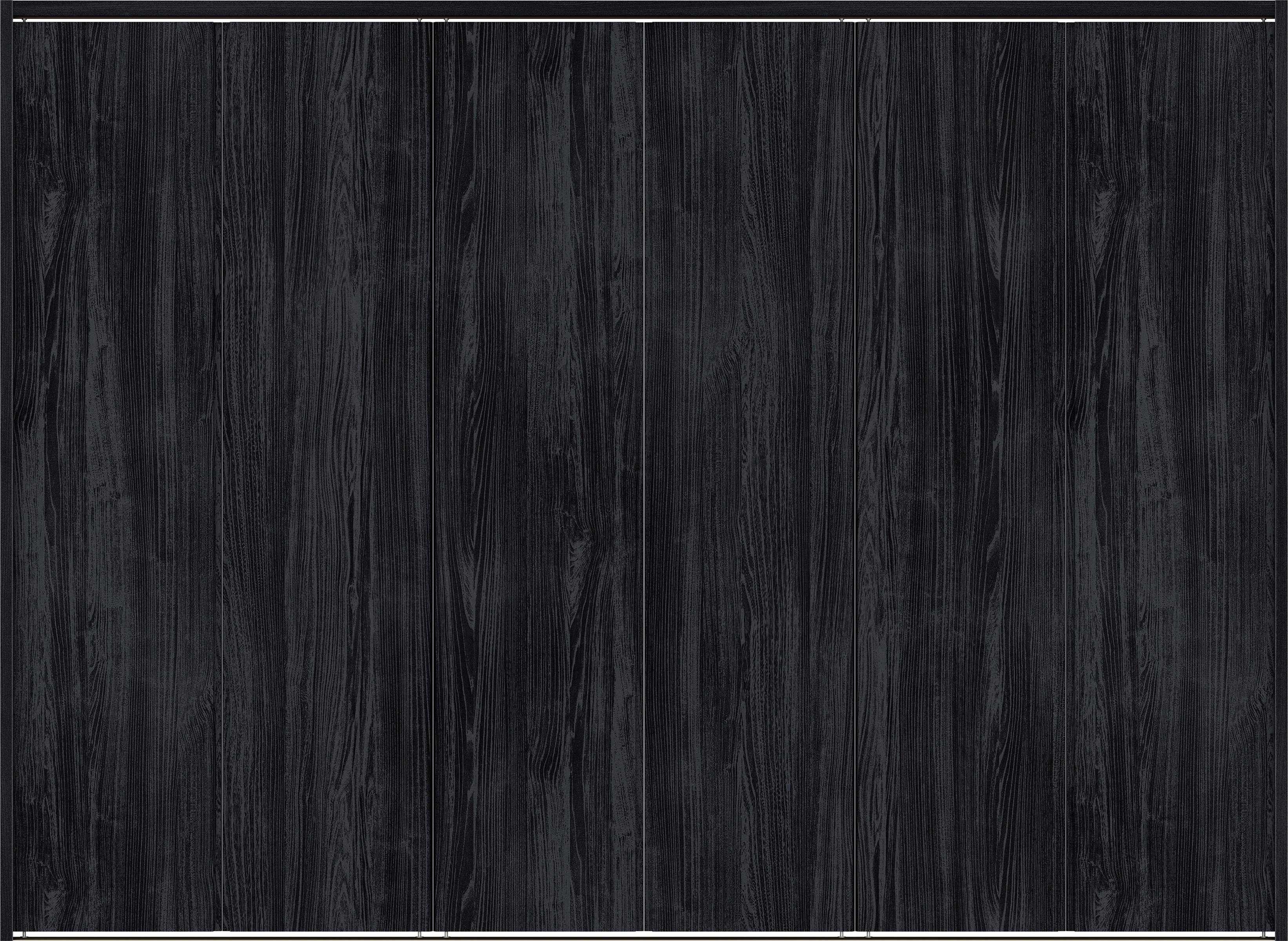 クローク収納　イエリア　折戸ユニット　ハンドルレス縦木目タイプ　ウッド扉　下レール付三方枠（固定枠）　セット　２４５０幅（９尺間口）　１７９０高　〈モスブラック柄〉　ハンドルレス