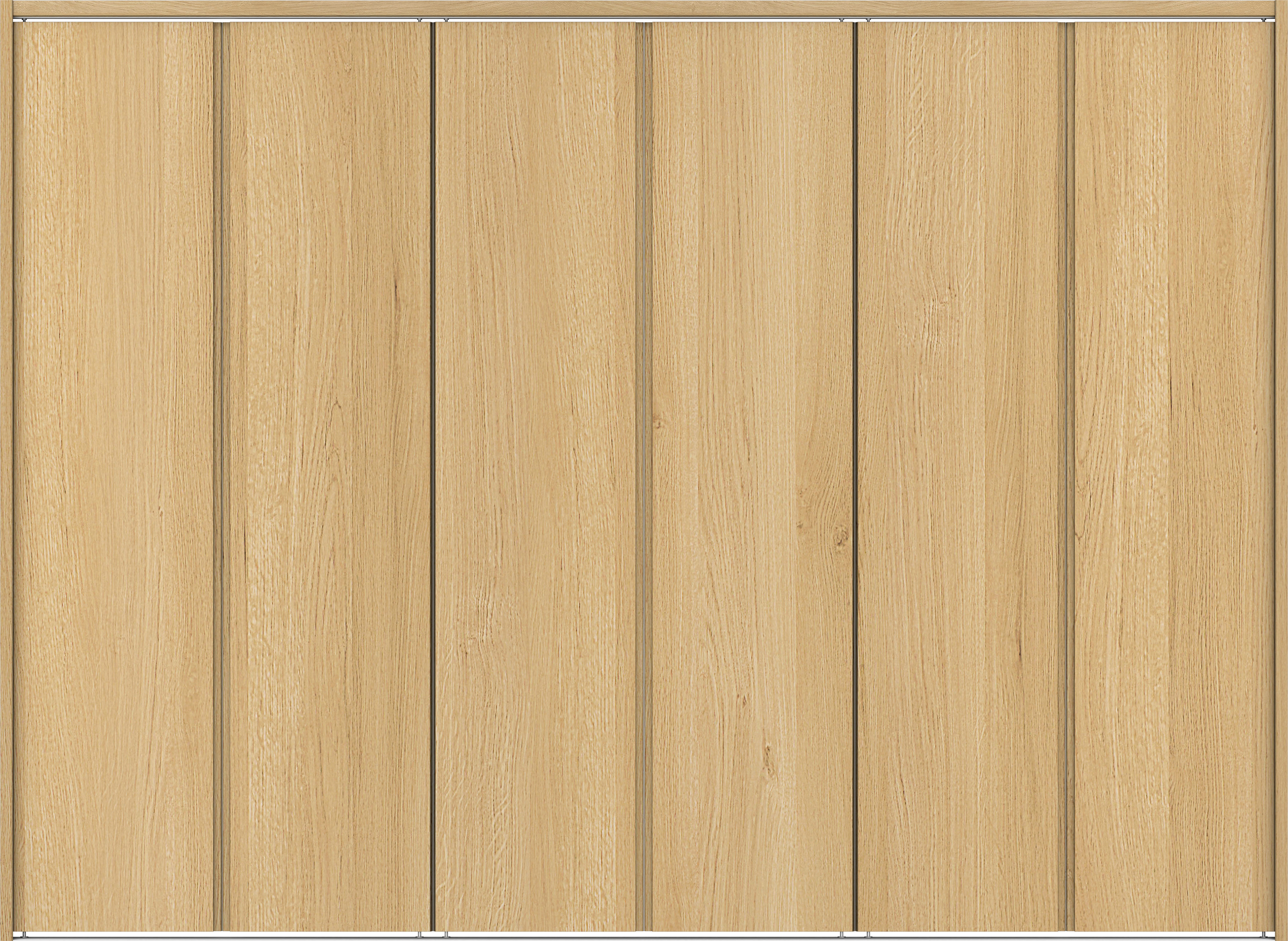 クローク収納　イエリア　折戸ユニット　ハンドルレス縦木目タイプ　ウッド扉　下レール付三方枠（固定枠）　セット　２４５０幅（９尺間口）　１７９０高　〈ライトオーカー柄〉　ハンドルレス