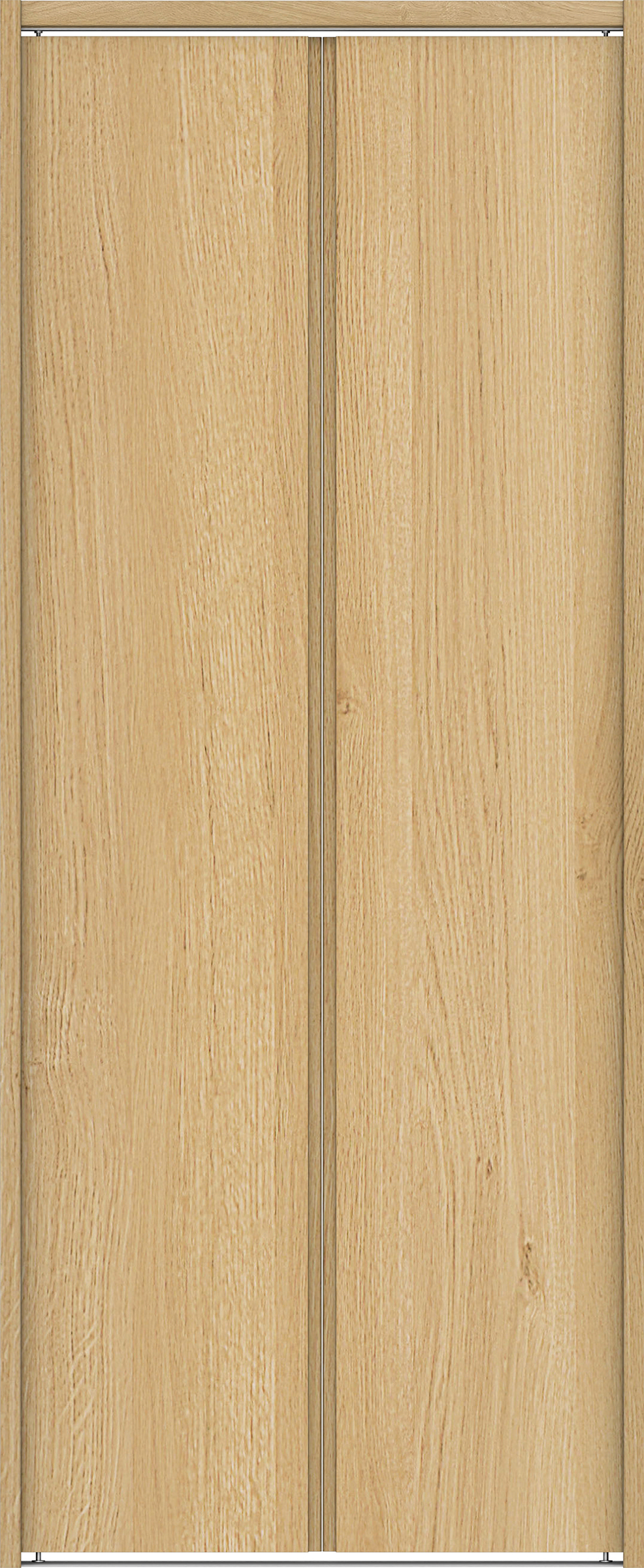 クローク収納　イエリア　折戸ユニット　ハンドルレス縦木目タイプ　ウッド扉　下レール付三方枠（固定枠）　セット　７３５幅（３尺間口）　１７９０高　〈ライトオーカー柄〉　ハンドルレス