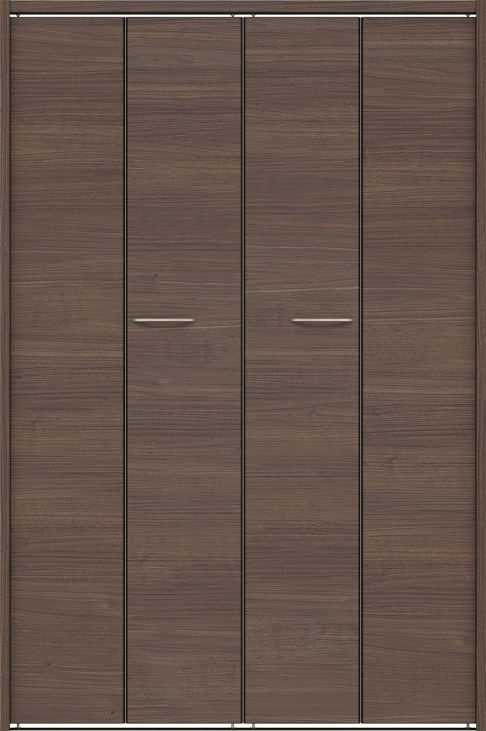 クローク収納　イエリア　折戸ユニット　フラット横木目タイプ　ウッド扉　下レール付三方枠（固定枠）　セット　１１９０幅（４．５尺間口）　１７９０高　〈ダルブラウン柄〉　ハンドルラウンド型〈Ｔシルバー色〉