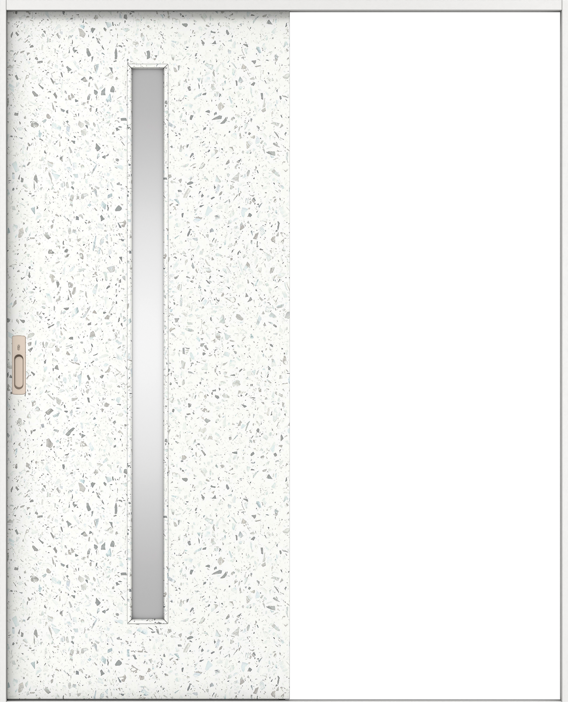 リビングドア　イエリア　引戸・片引　扉セット　Ｃ４デザイン　１６４５幅用　２０００高　〈テラゾホワイト柄〉　左右兼用　カマ錠付　間仕切錠　ラクラクローズ付