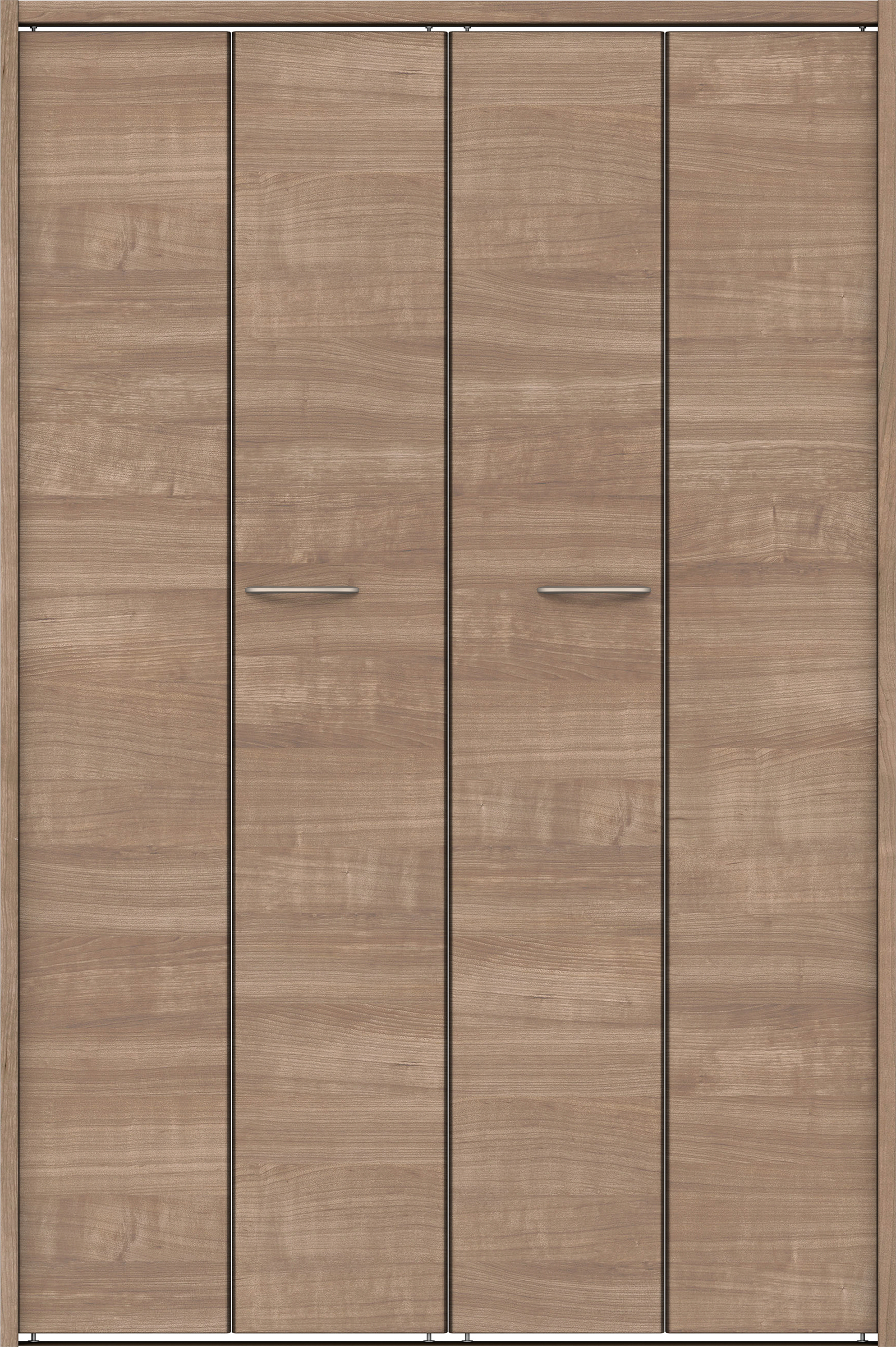 クローク収納　イエリア　折戸ユニット　フラット横木目タイプ　ウッド扉　下レール付三方枠（固定枠）　セット　１１９０幅（４．５尺間口）　１７９０高　〈トープグレー柄〉　ハンドルラウンド型〈Ｔシルバー色〉