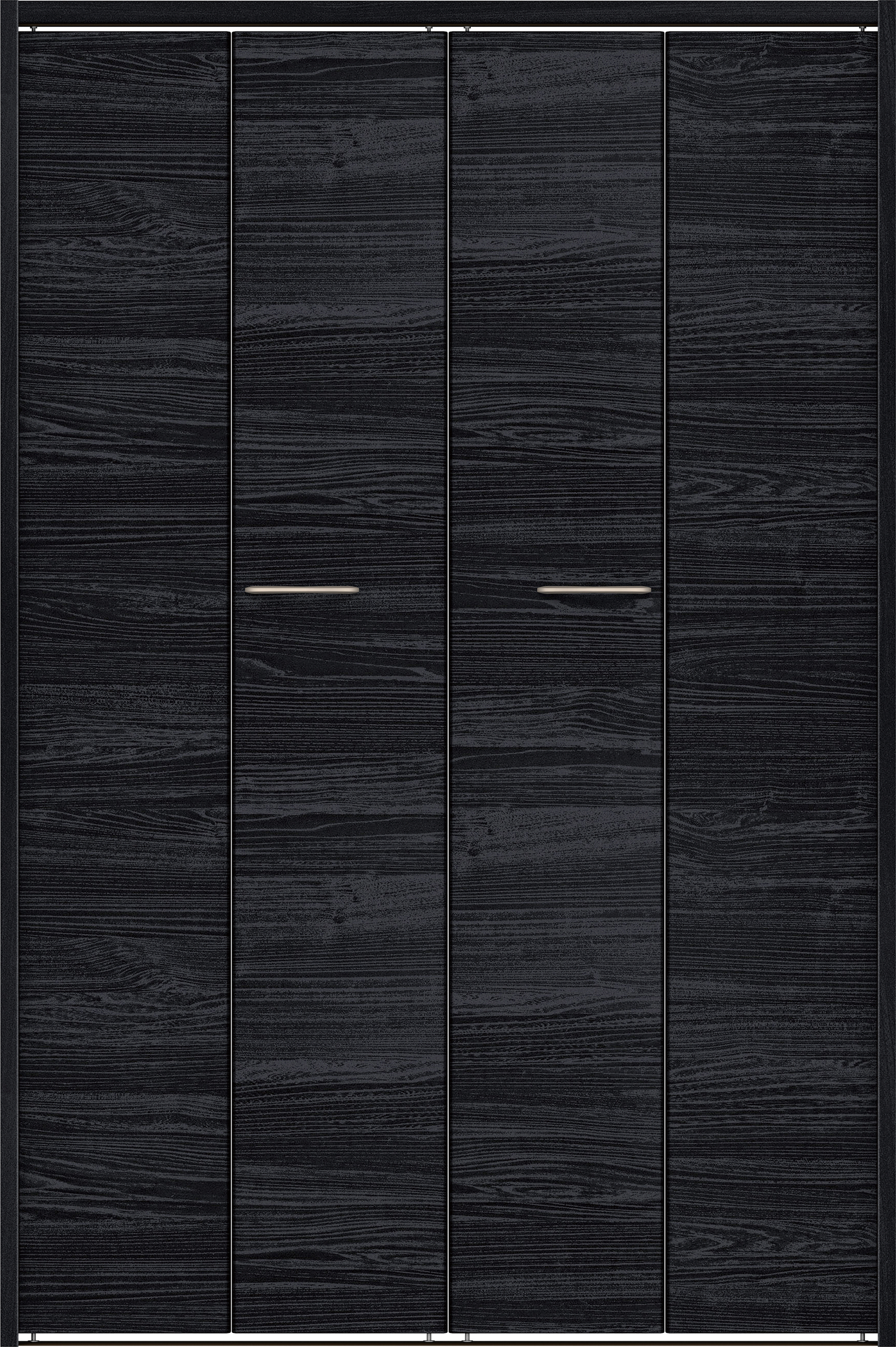 クローク収納　イエリア　折戸ユニット　フラット横木目タイプ　ウッド扉　下レール付三方枠（固定枠）　セット　１１９０幅（４．５尺間口）　１７９０高　〈モスブラック柄〉　ハンドルラウンド型〈Ｔシルバー色〉