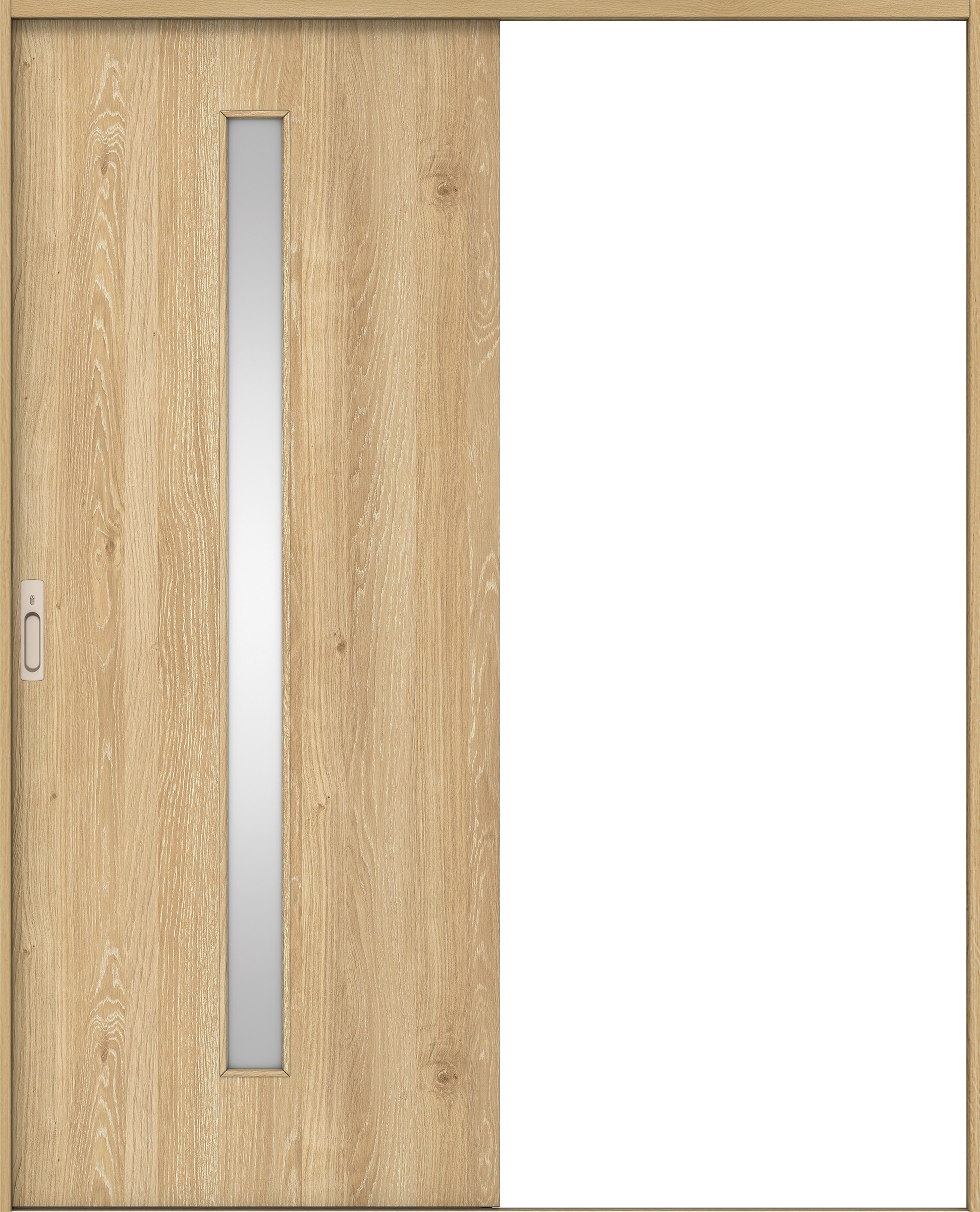 リビングドア　イエリア　引戸・片引　扉セット　Ｃ４デザイン　１６４５幅用　２０００高　〈ミルキーオーカー柄〉　左右兼用　カマ錠付　間仕切錠　ラクラクローズ付