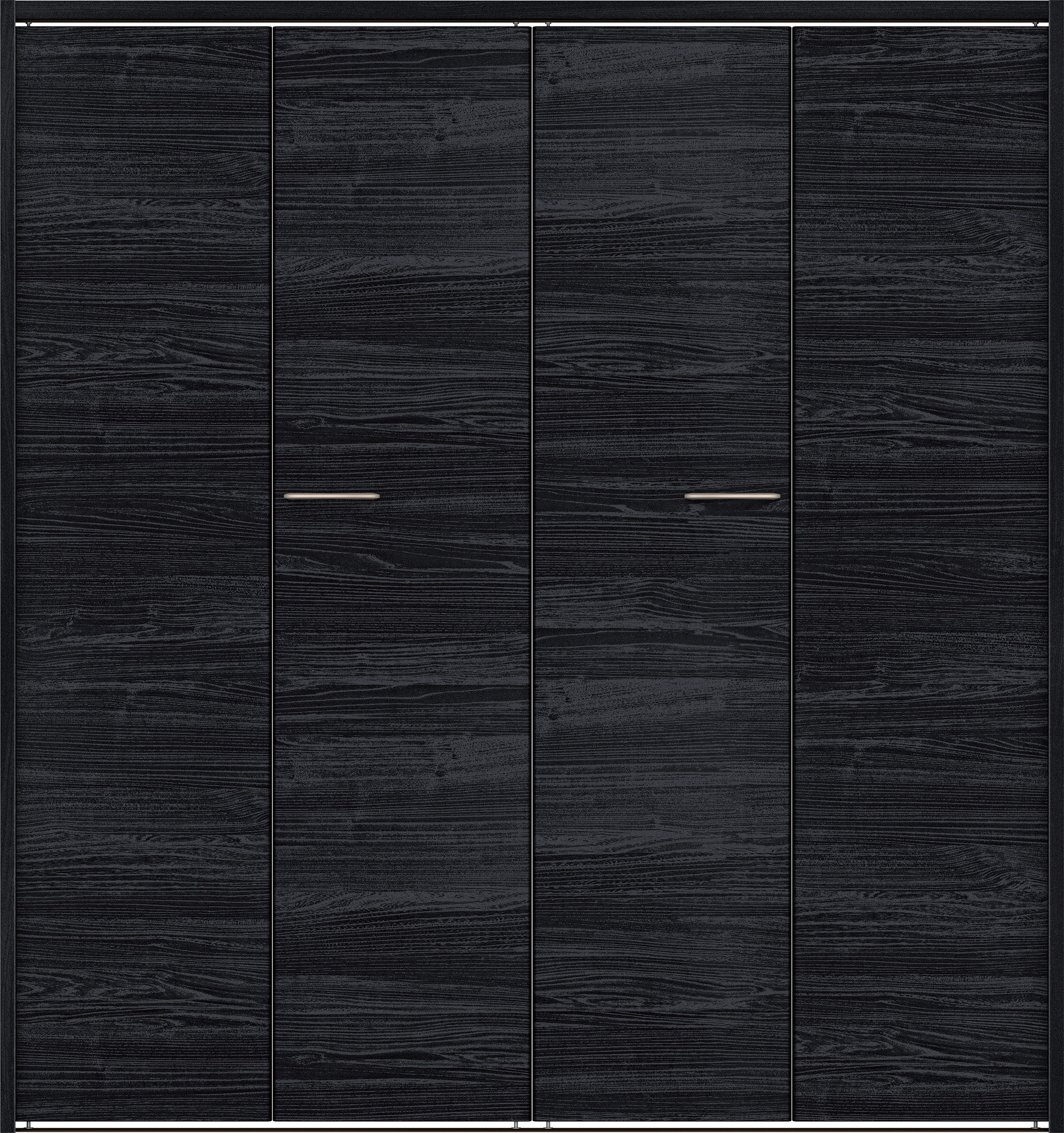 クローク収納　イエリア　折戸ユニット　フラット横木目タイプ　ウッド扉　下レール付三方枠（固定枠）　セット　１６４４幅（６尺小間口）　１７９０高　〈モスブラック柄〉　ハンドルラウンド型〈Ｔシルバー色〉