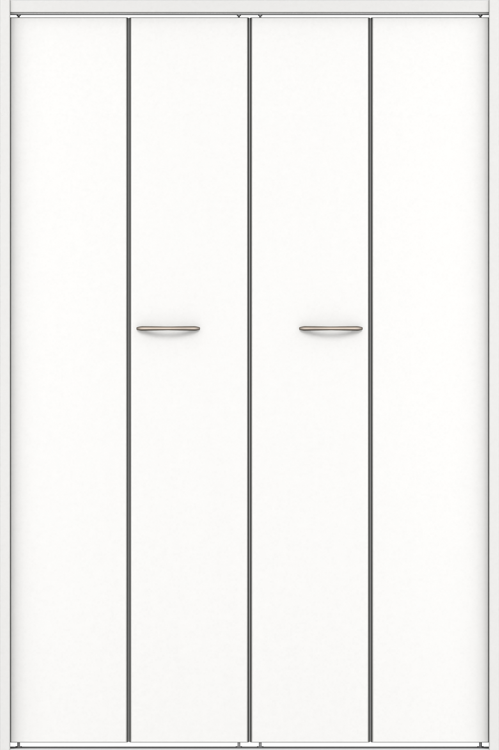 クローク収納　イエリア　折戸ユニット　フラット縦木目　ウッド扉　下レール付三方枠（固定枠）　セット　１１９０幅（４．５尺間口）　１７９０高　〈パウダーホワイト柄〉　ハンドルラウンド型〈Ｔシルバー色〉