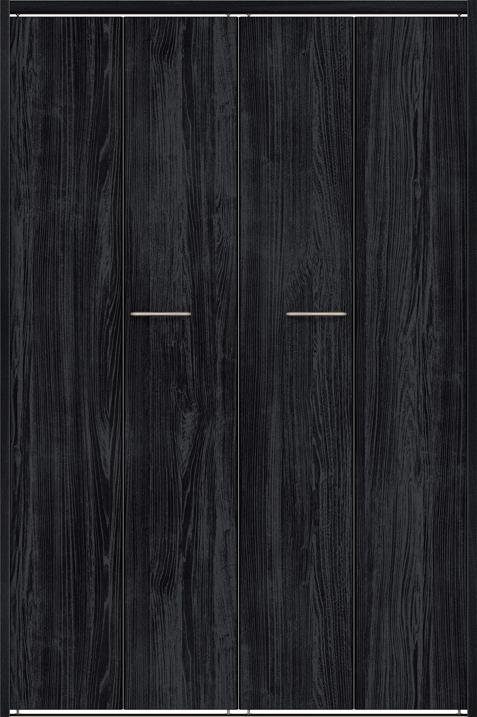 クローク収納　イエリア　折戸ユニット　フラット縦木目タイプ　ウッド扉　下レール付三方枠（固定枠）　セット　１１９０幅（４．５尺間口）　１７９０高　〈モスブラック柄〉　ハンドルラウンド型〈Ｔシルバー色〉