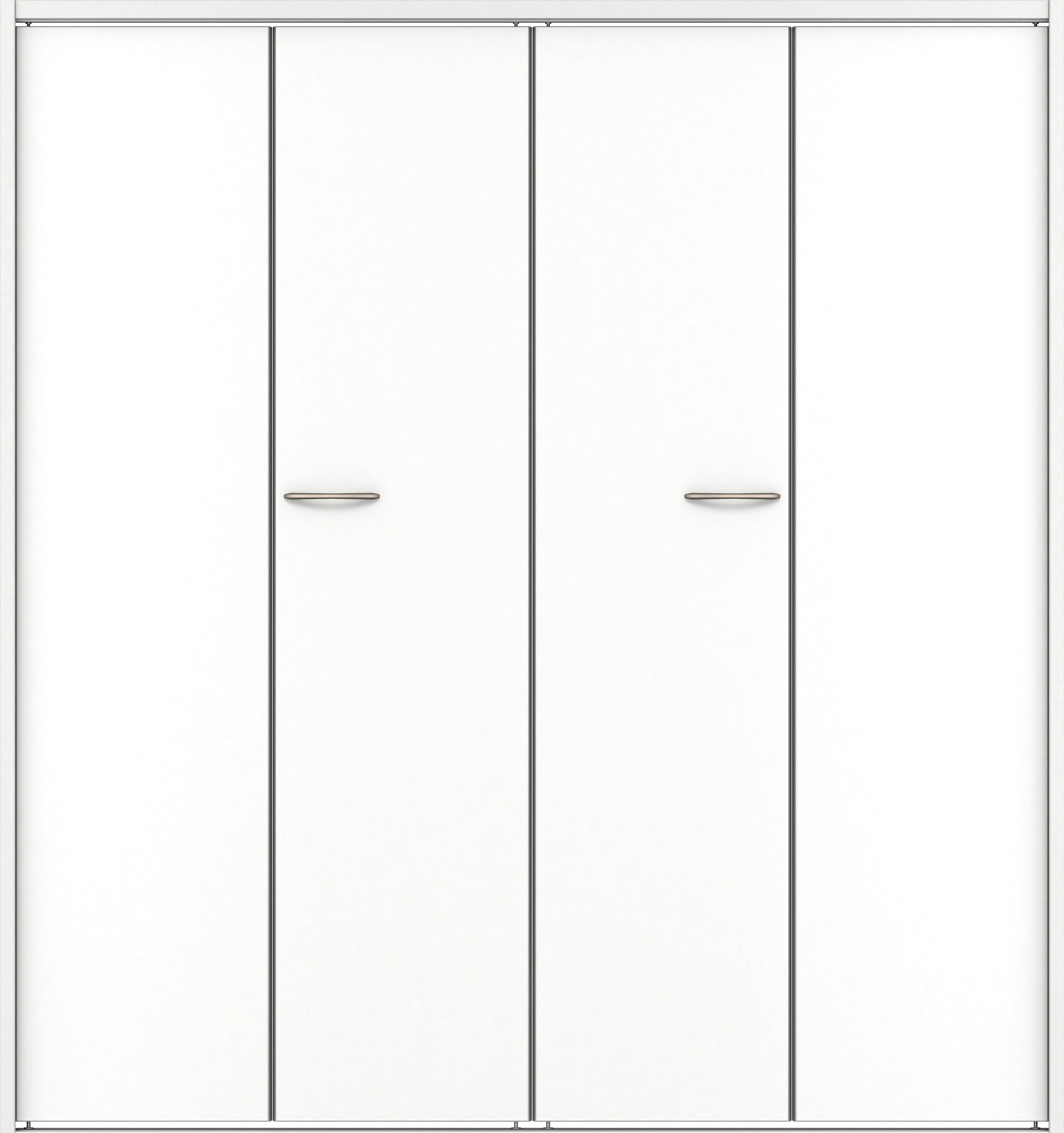 クローク収納　イエリア　折戸ユニット　フラット縦木目　ウッド扉　下レール付三方枠（固定枠）　セット　１６８０幅（６尺間口）　１７９０高　〈パウダーホワイト柄〉　ハンドルラウンド型〈Ｔシルバー色〉