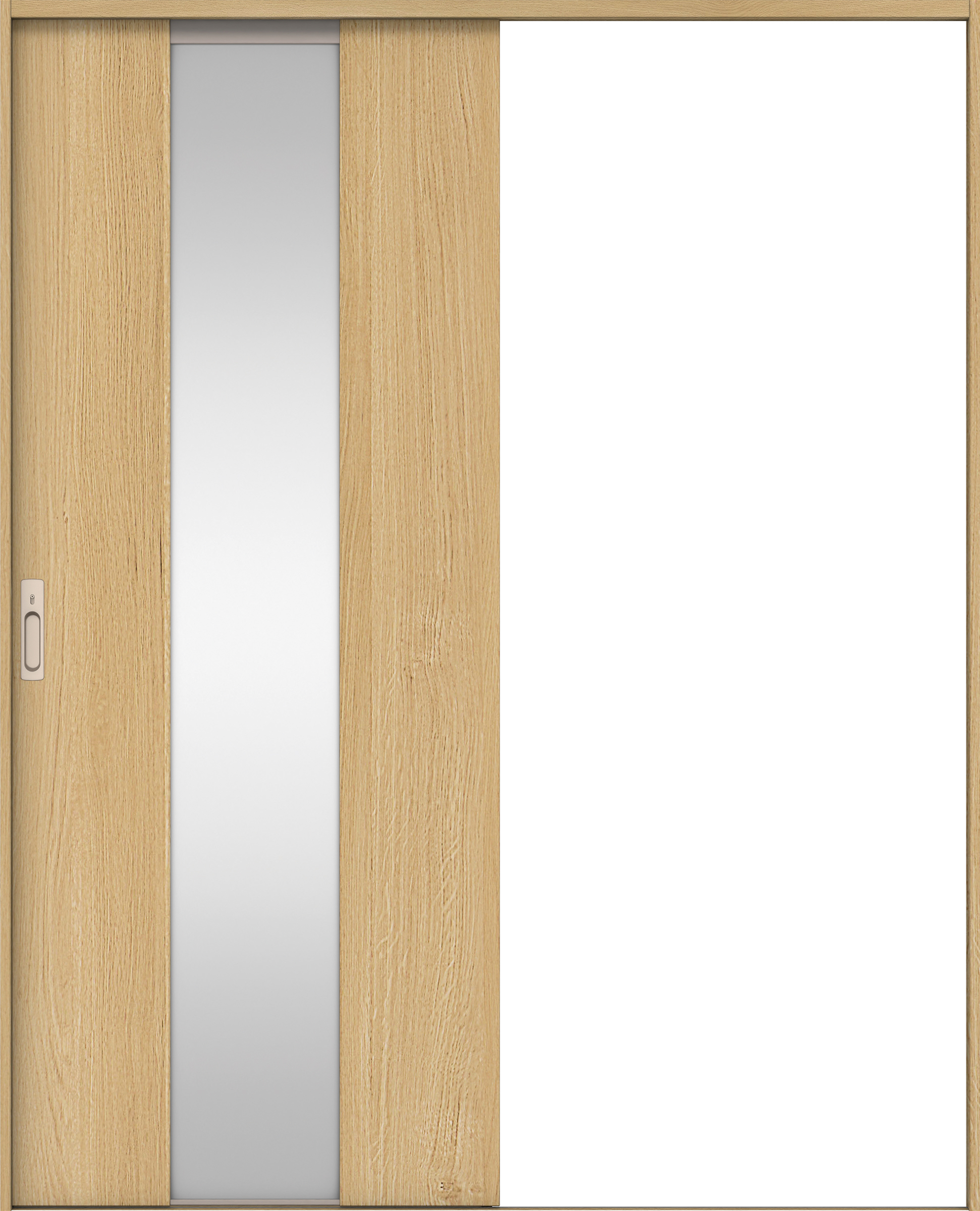 リビングドア　イエリア　引戸・片引　扉セット　Ｇ５デザイン　１４５０幅用　２０００高　〈ライトオーカー柄〉　左右兼用　カマ錠付　間仕切錠　ラクラクローズ付