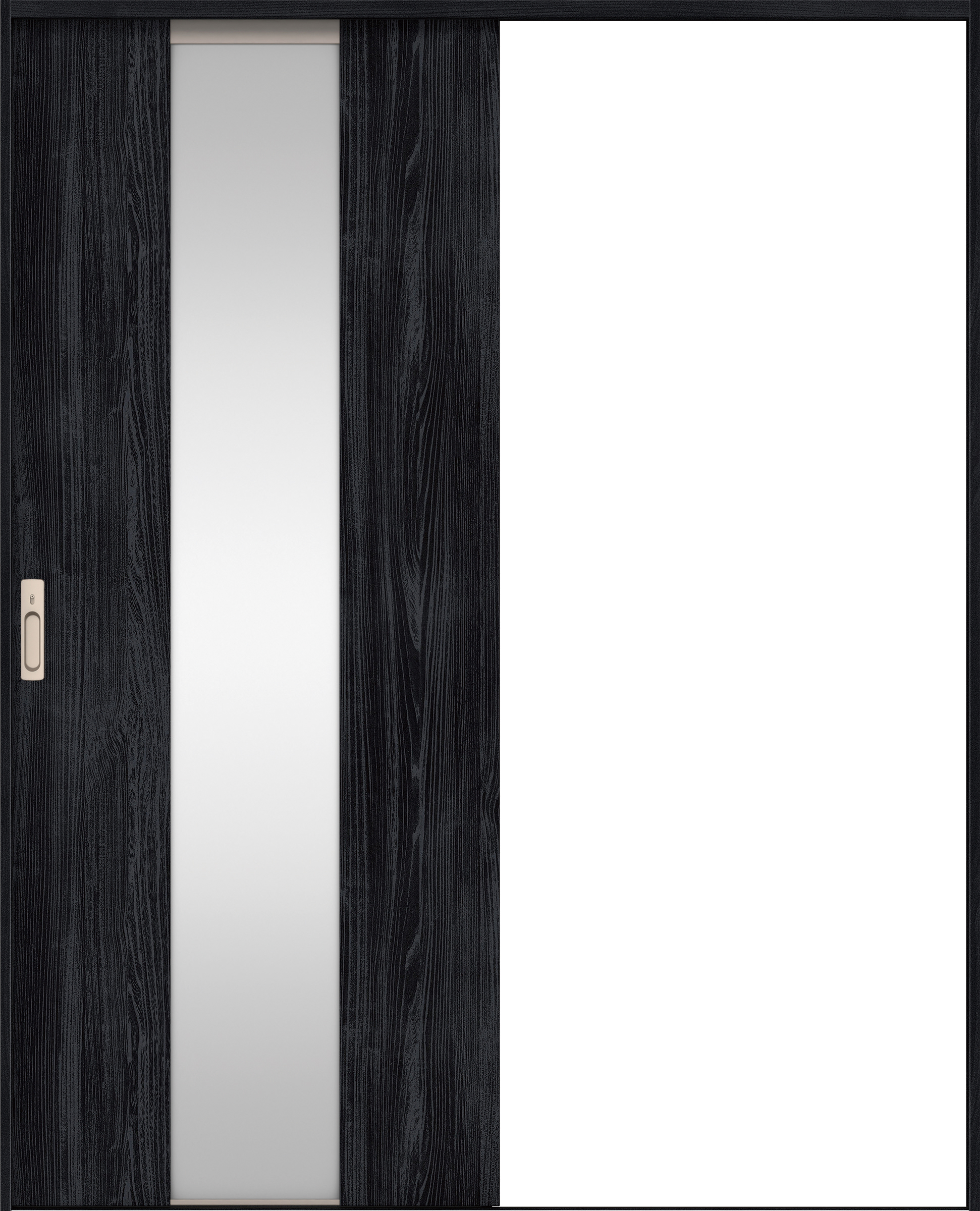 リビングドア　イエリア　引戸・片引　扉セット　Ｇ５デザイン　１４５０幅用　２０００高　〈モスブラック柄〉　左右兼用　カマ錠付　間仕切錠　ラクラクローズ付