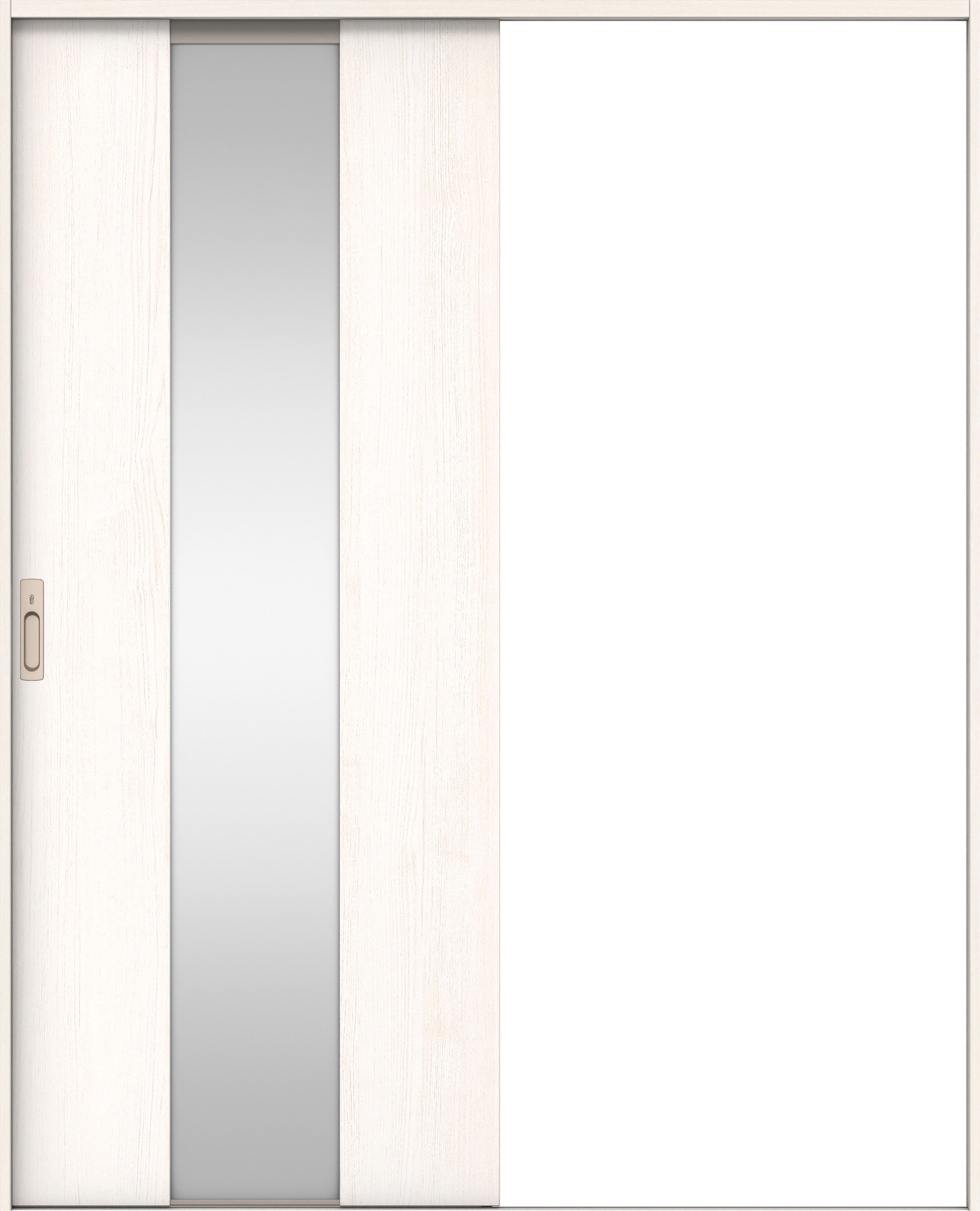 リビングドア　イエリア　引戸・片引　扉セット　Ｇ５デザイン　１４５０幅用　２０００高　〈ネオホワイト柄〉　左右兼用　カマ錠付　間仕切錠　ラクラクローズ付