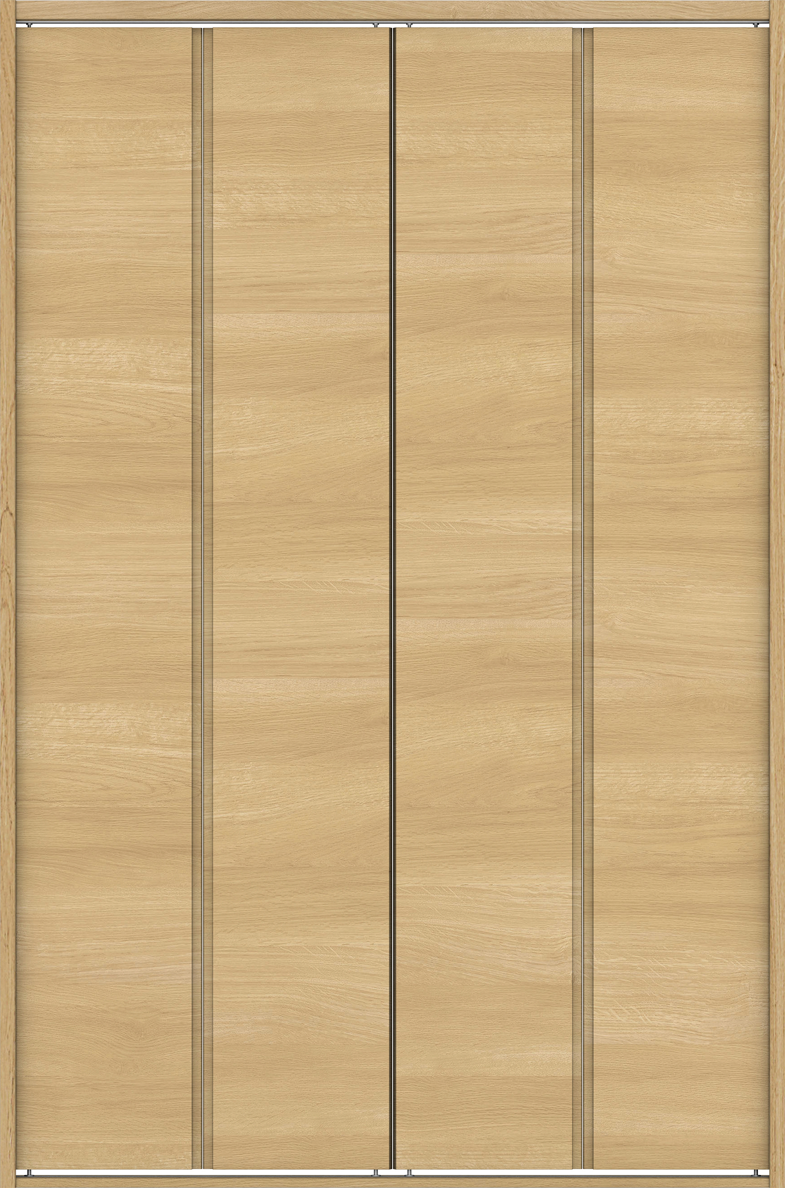 クローク収納　イエリア　折戸ユニット　ハンドルレス横木目タイプ　ウッド扉　四方枠（固定枠）　セット　１１９０幅（４．５尺間口）　１８００高　〈ライトオーカー柄〉　ハンドルレス